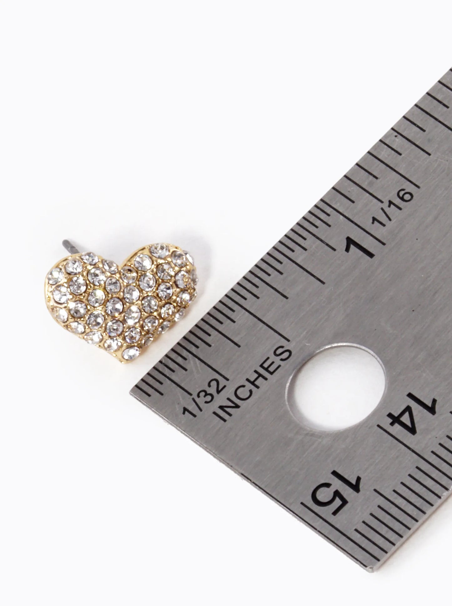 Crystal Pave 10mm Puffy Heart Stud Earrings