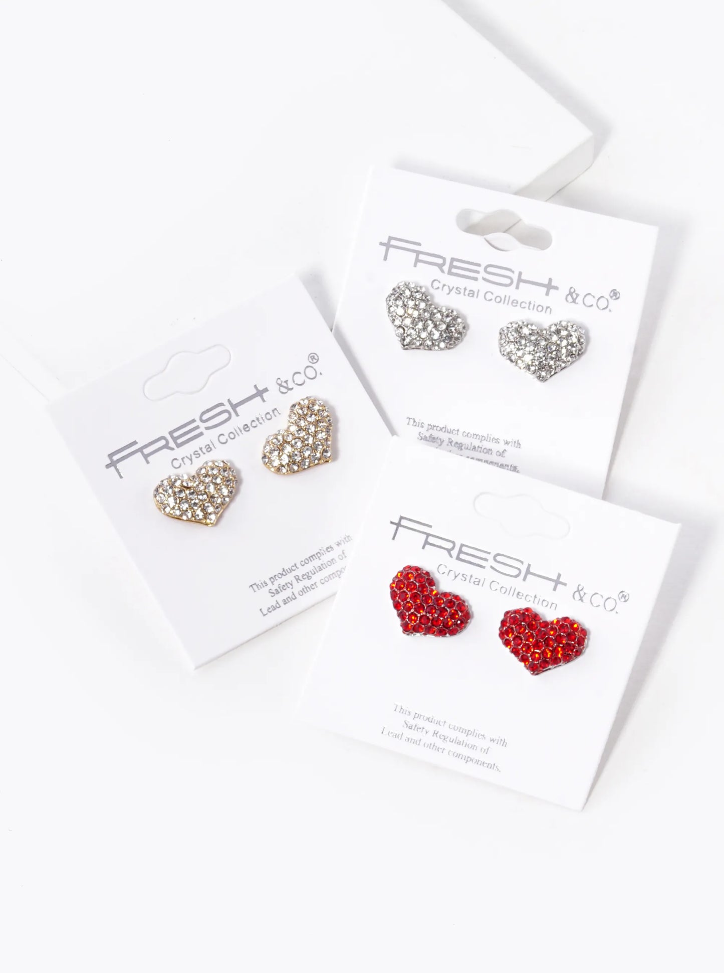 Crystal Pave 10mm Puffy Heart Stud Earrings