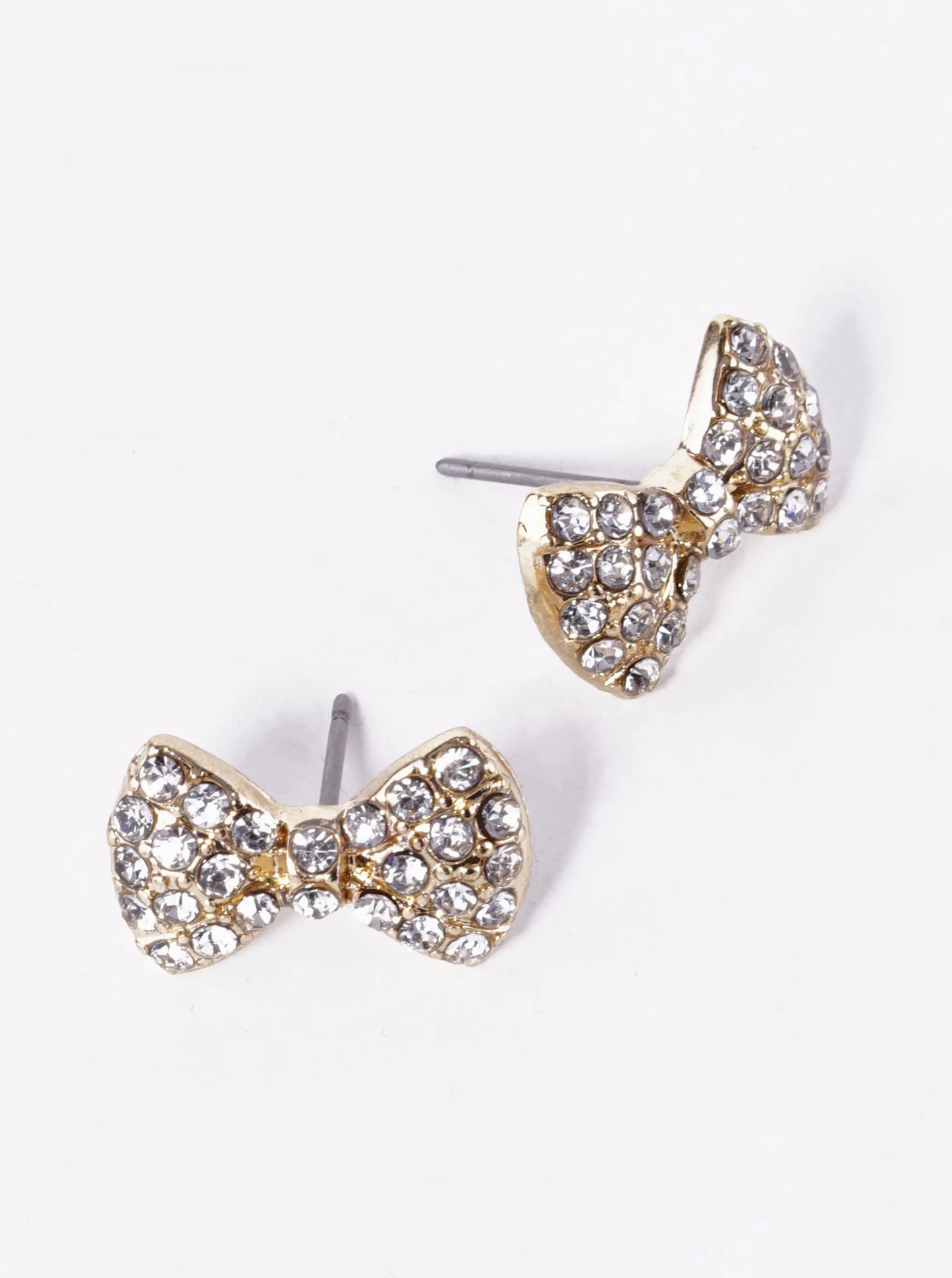 Crystal Pave 10mm Ribbon Bow Stud Earrings
