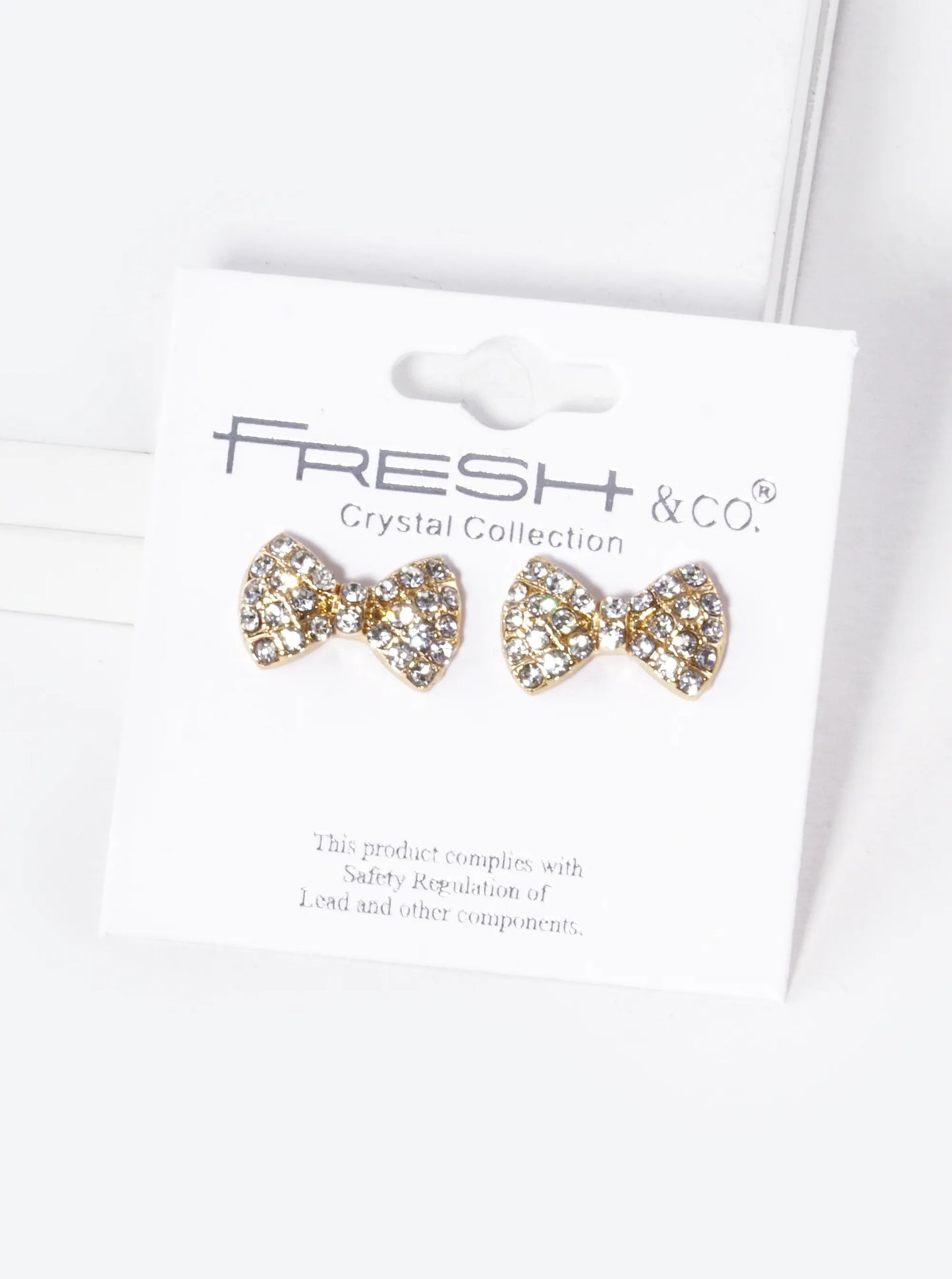 Crystal Pave 10mm Ribbon Bow Stud Earrings