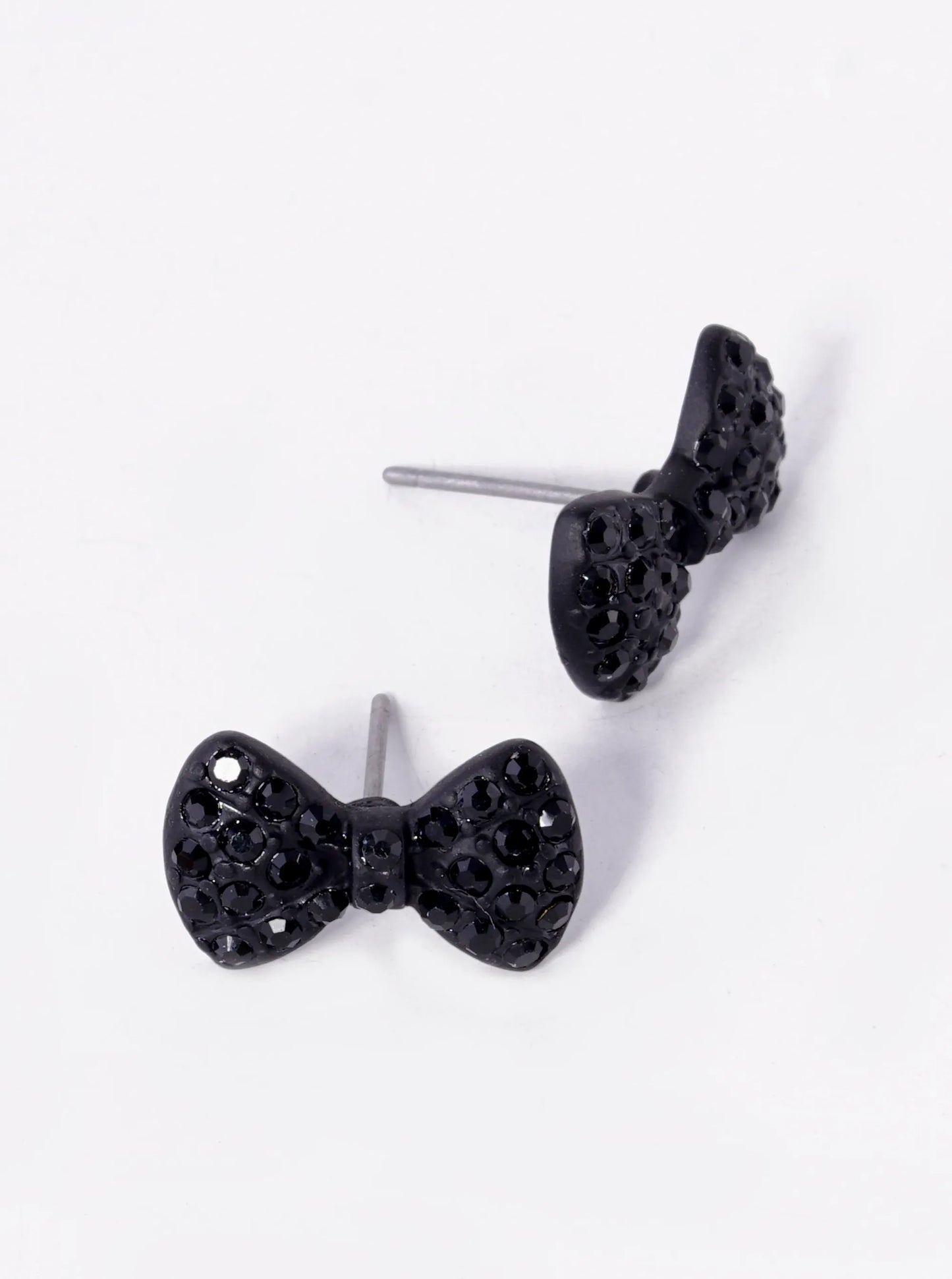 Crystal Pave 10mm Ribbon Bow Stud Earrings
