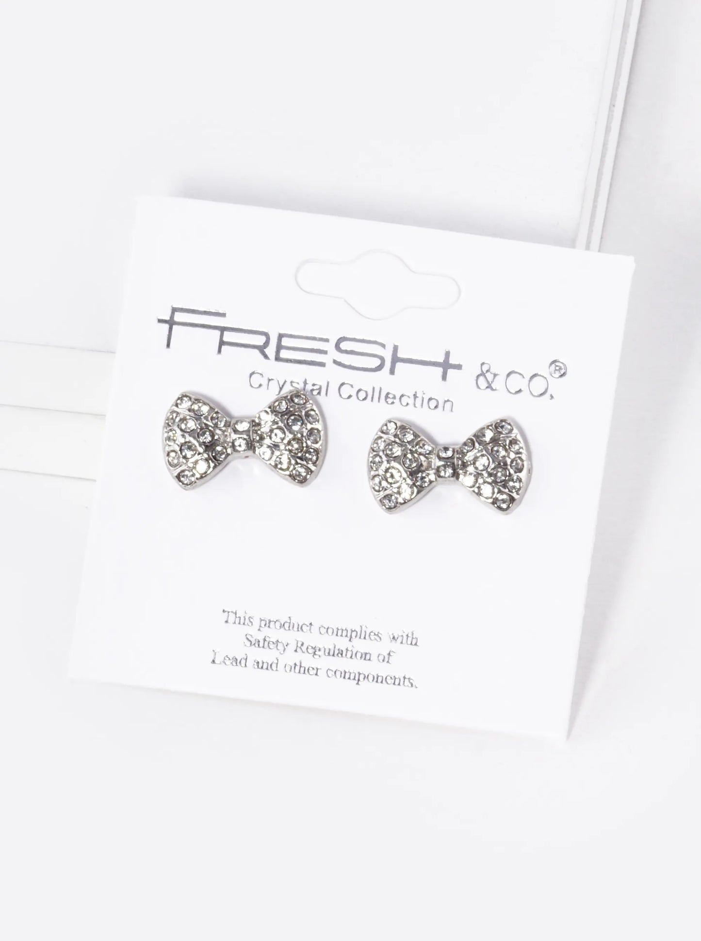 Crystal Pave 10mm Ribbon Bow Stud Earrings