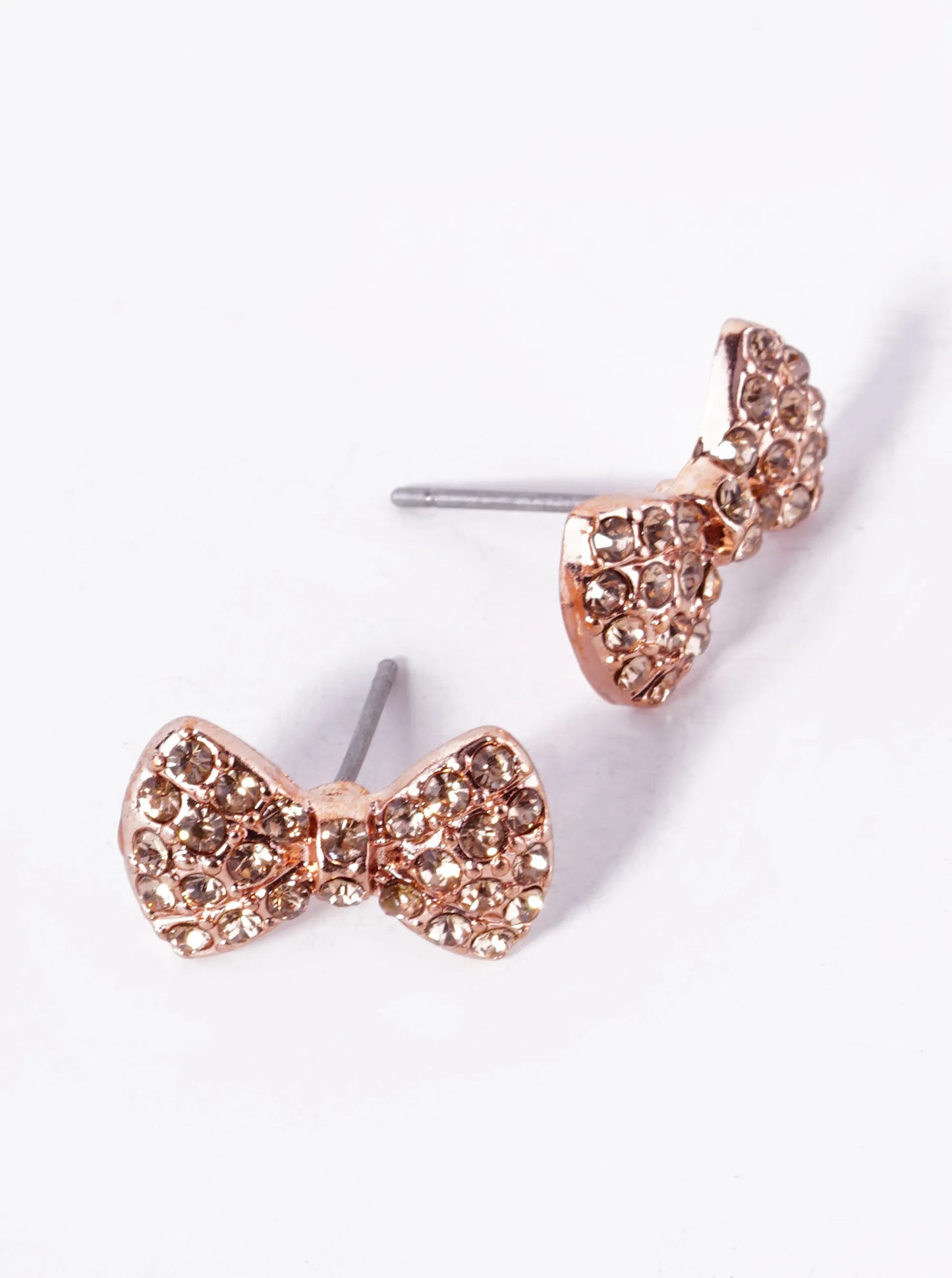 Crystal Pave 10mm Ribbon Bow Stud Earrings