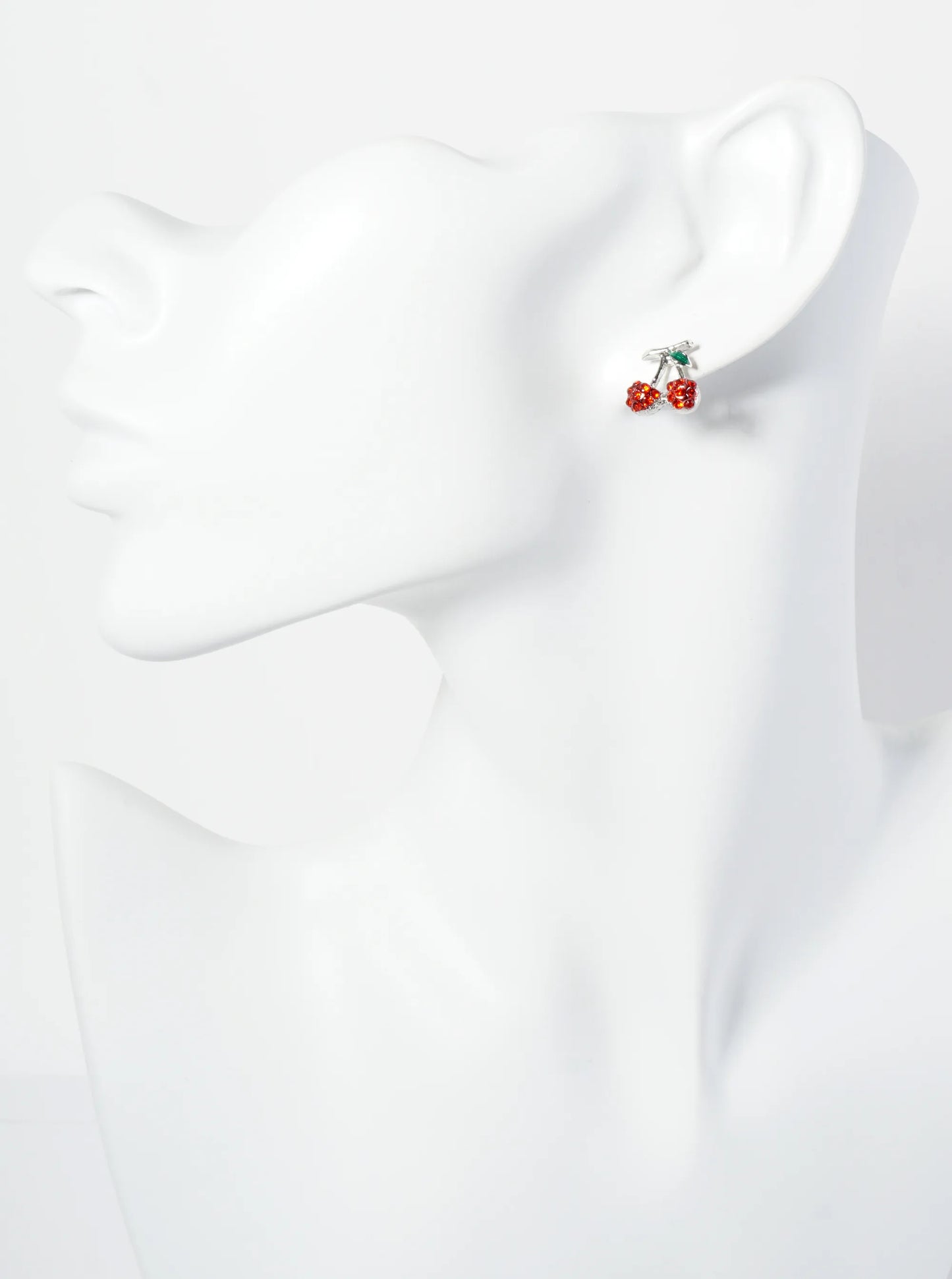 Crystal Pave 11mm Dainty Cherry Stud Earrings