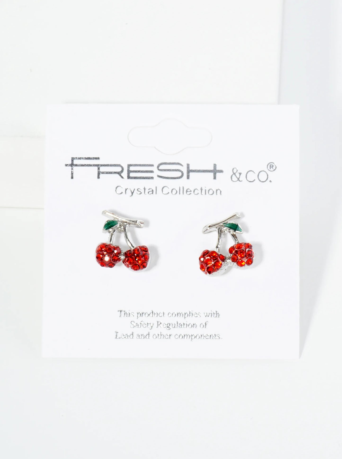 Crystal Pave 11mm Dainty Cherry Stud Earrings