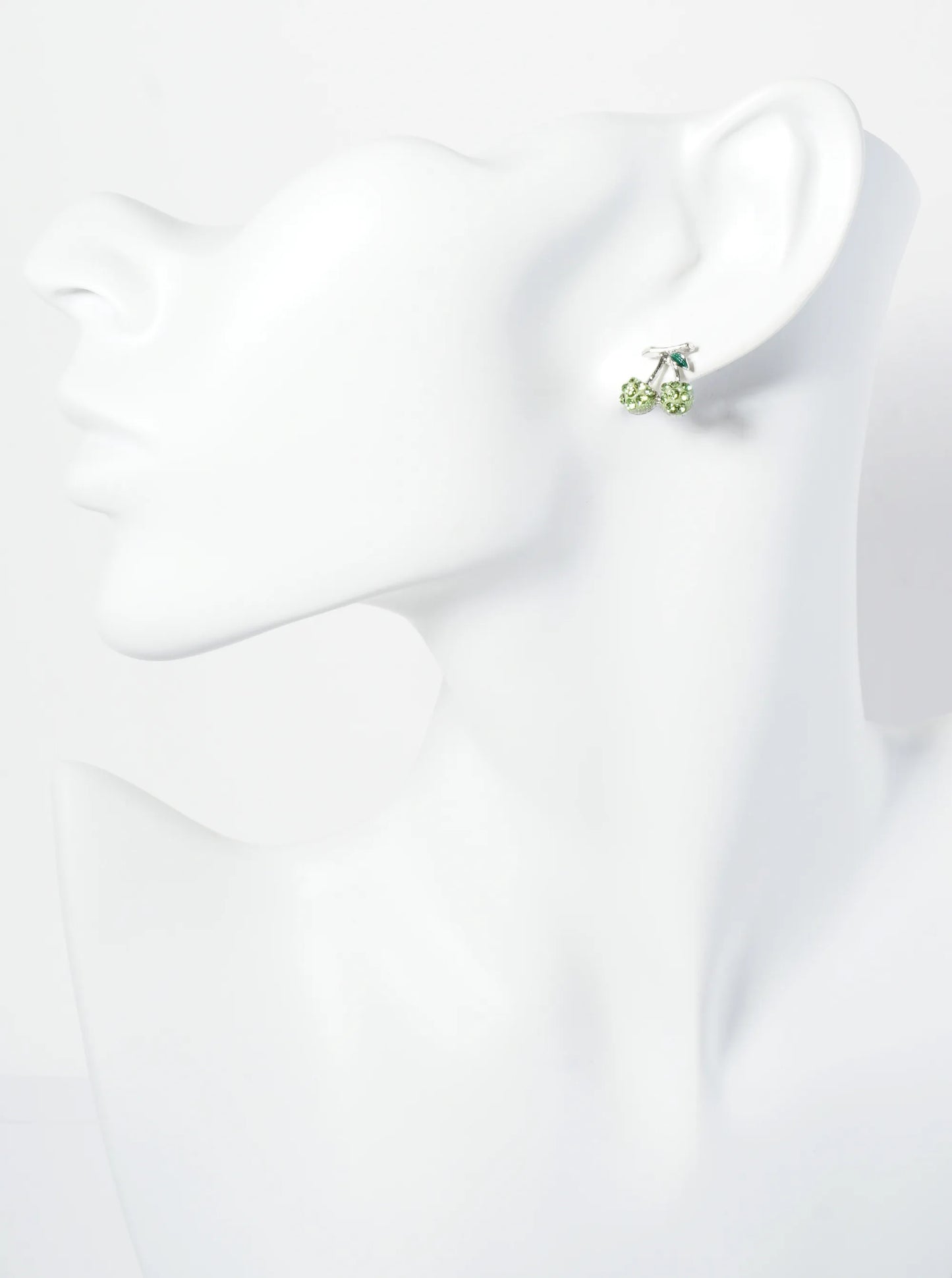 Crystal Pave 11mm Dainty Cherry Stud Earrings