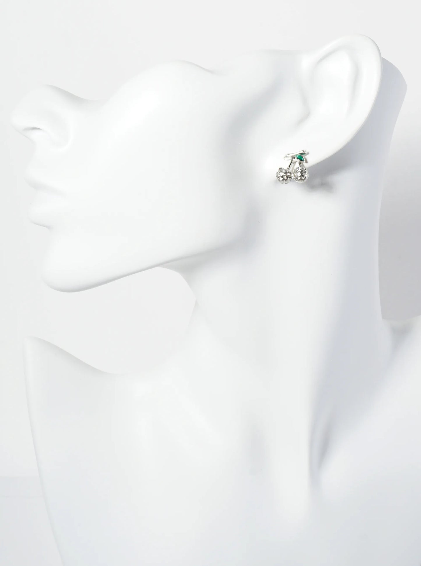 Crystal Pave 11mm Dainty Cherry Stud Earrings