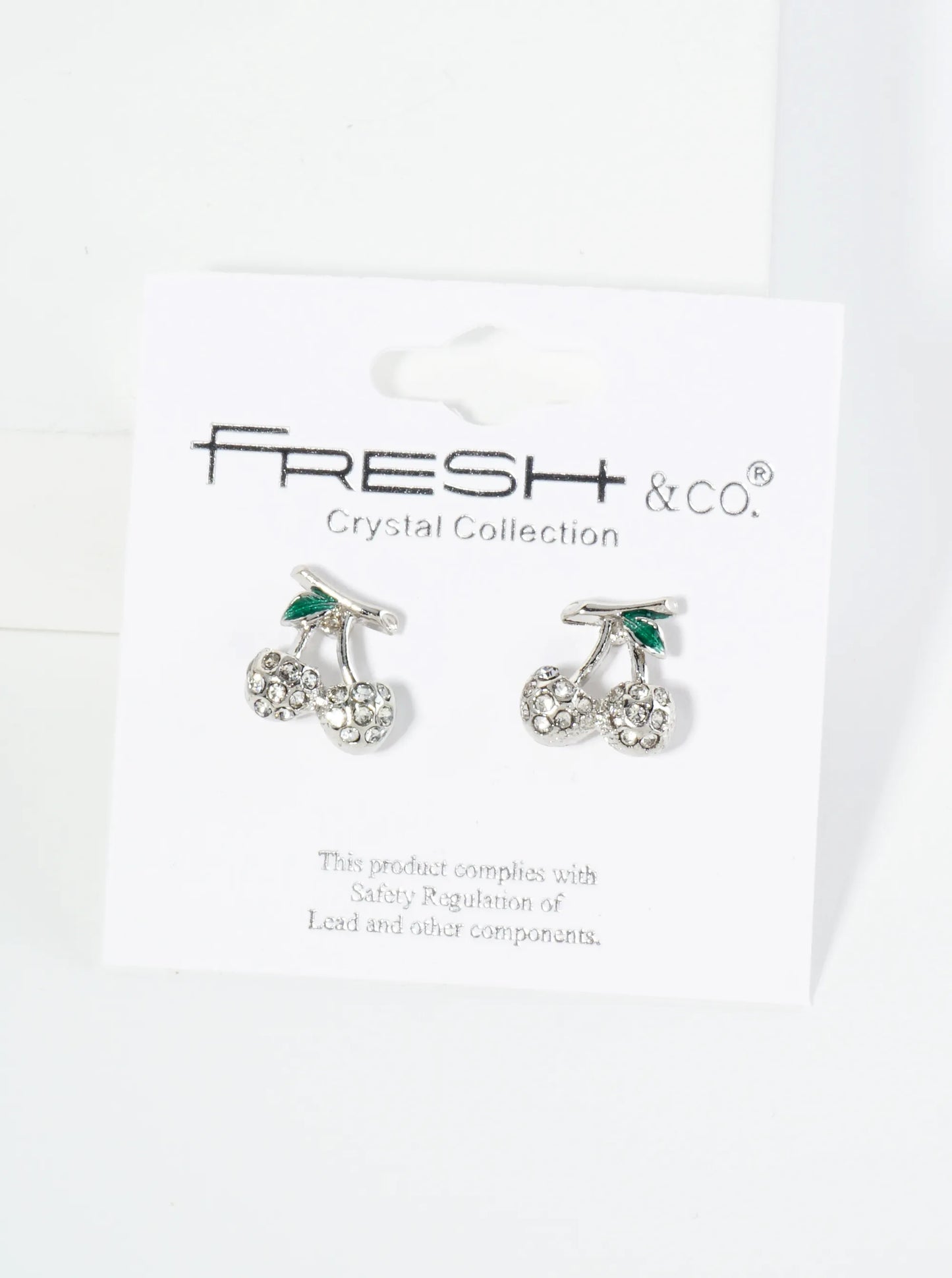 Crystal Pave 11mm Dainty Cherry Stud Earrings