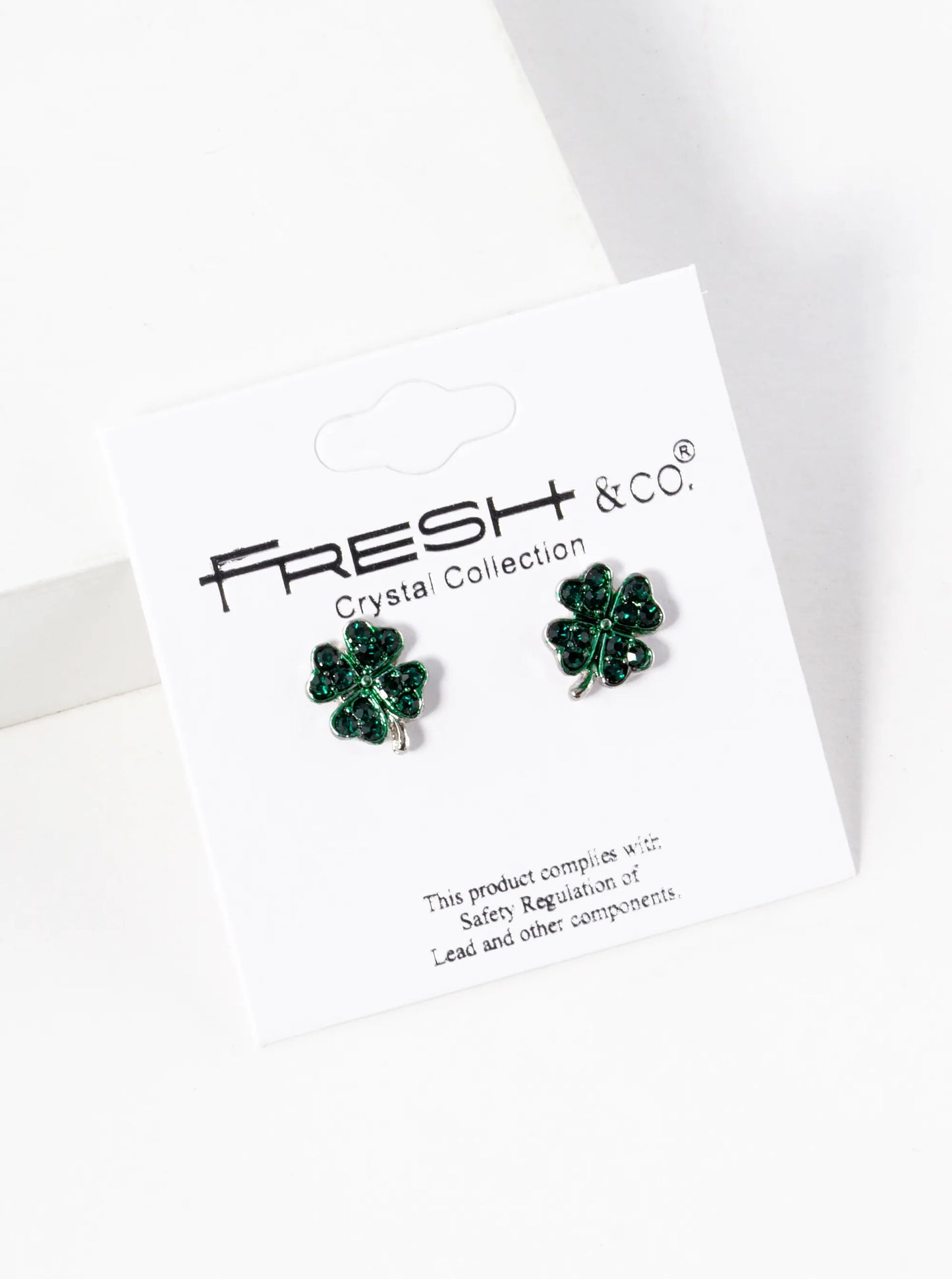 Crystal Pave 11mm Four-Leaf Clover Stud Earrings