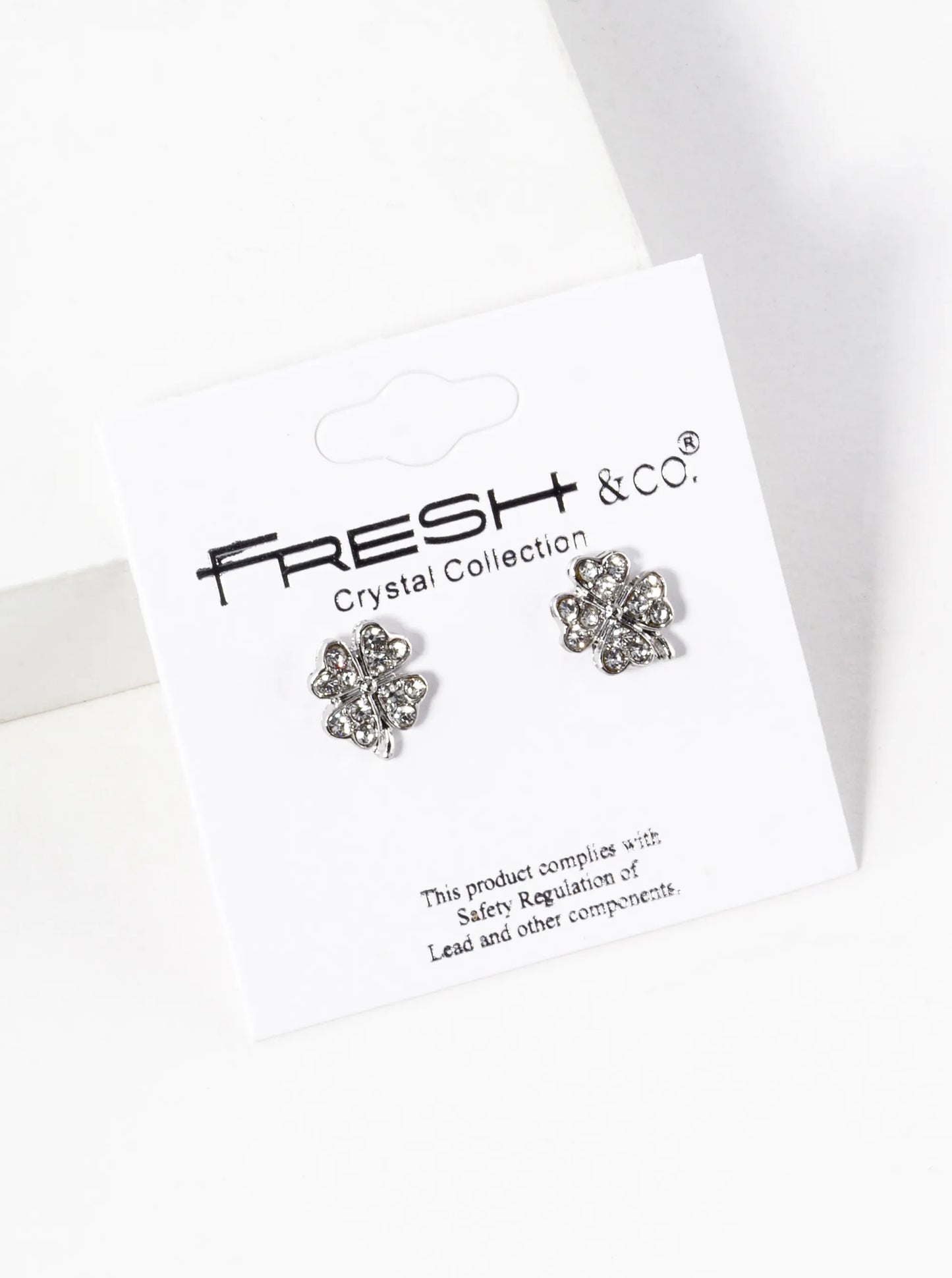 Crystal Pave 11mm Four-Leaf Clover Stud Earrings