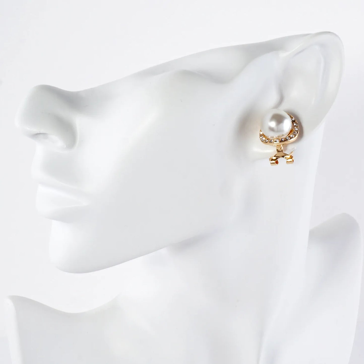 Crystal-Pave 11mm Pearl Clip-On Earrings