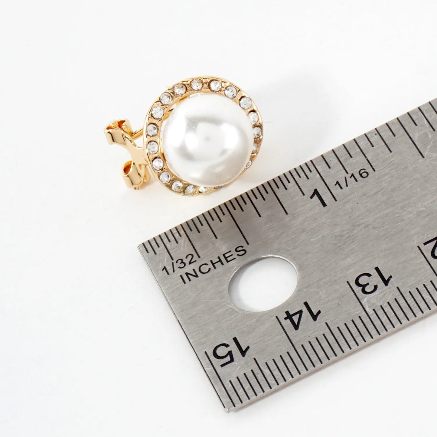 Crystal-Pave 11mm Pearl Clip-On Earrings