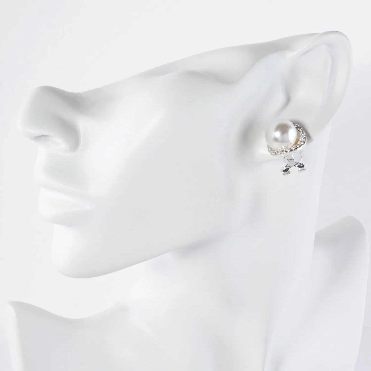 Crystal-Pave 11mm Pearl Clip-On Earrings