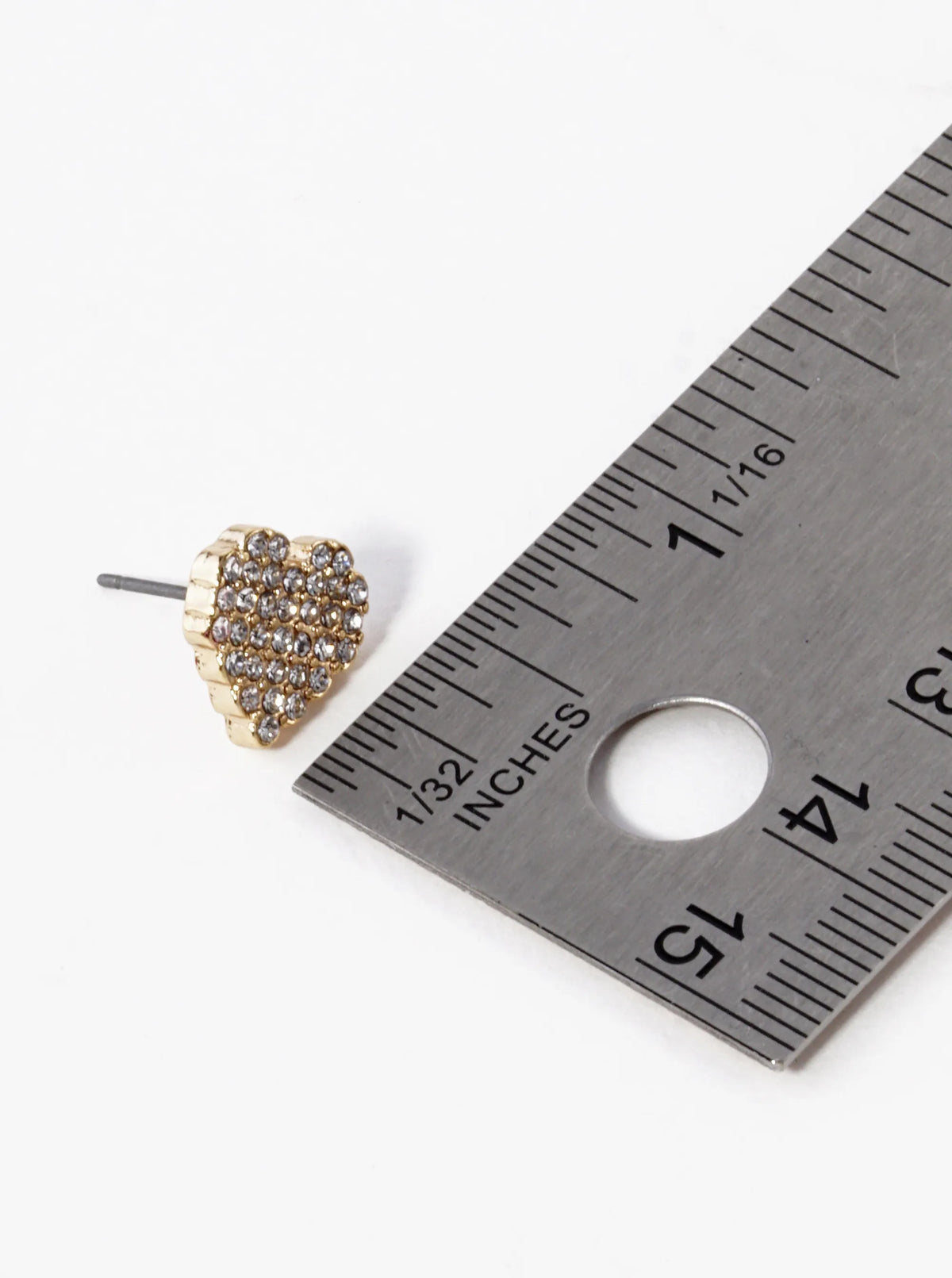 Crystal Pave 11mm Pixel Heart Post Stud Earrings