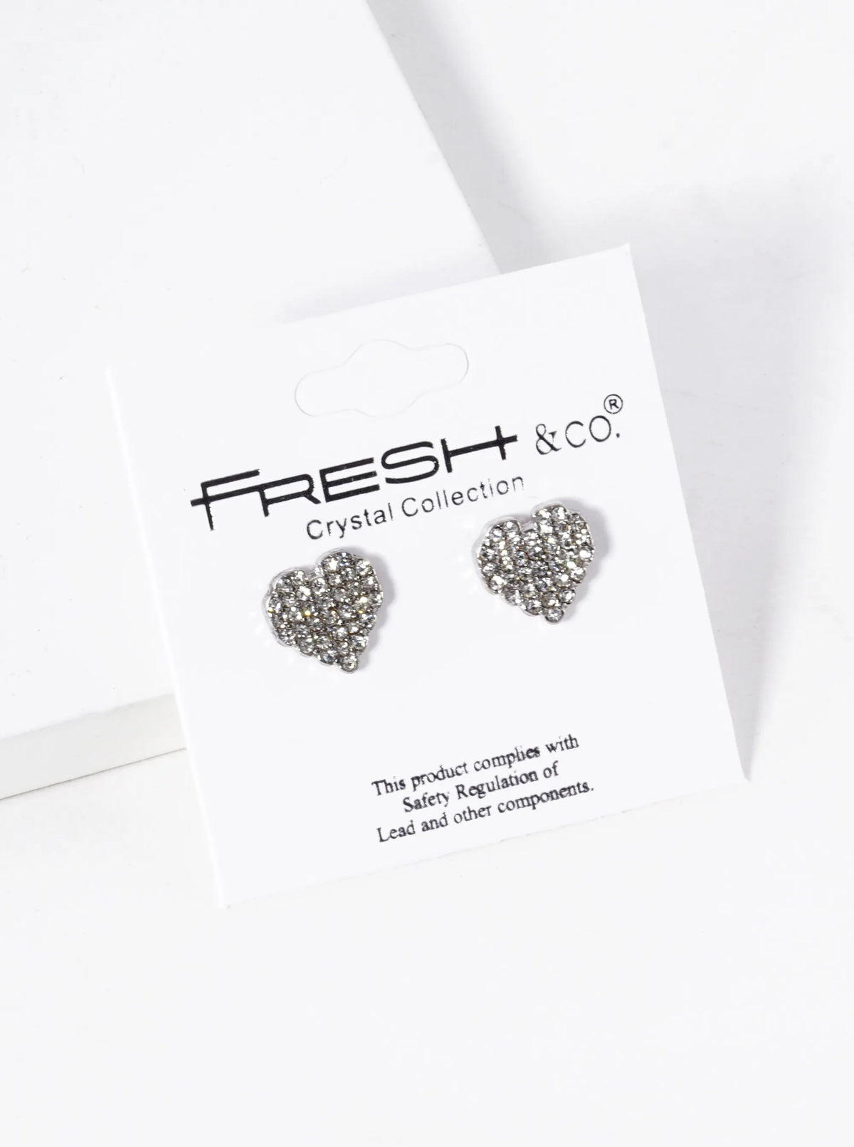 Crystal Pave 11mm Pixel Heart Post Stud Earrings