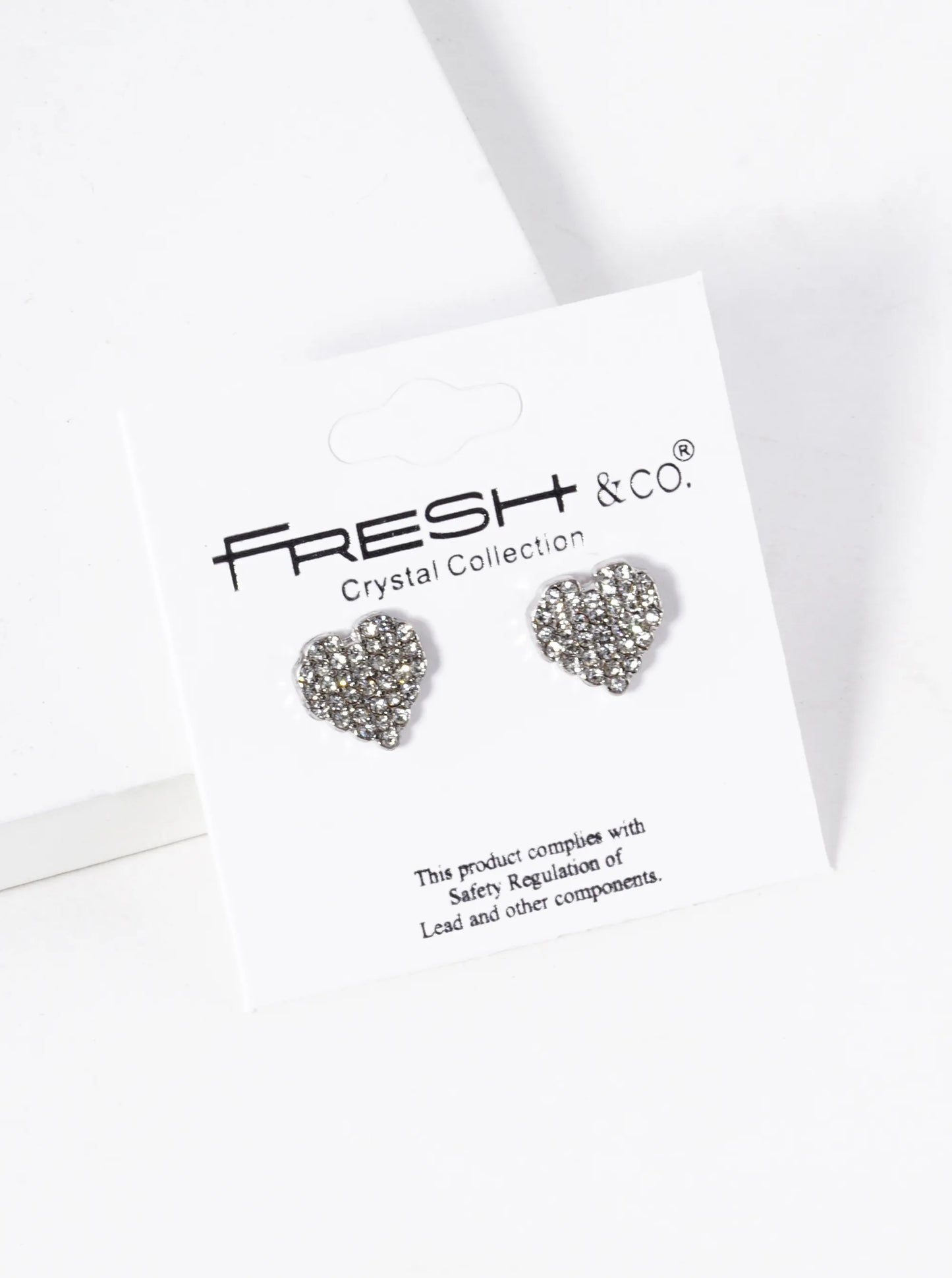 Crystal Pave 11mm Pixel Heart Post Stud Earrings