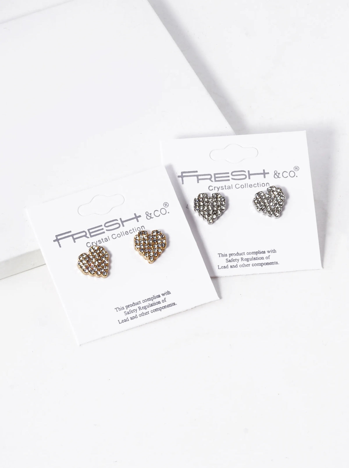 Crystal Pave 11mm Pixel Heart Post Stud Earrings