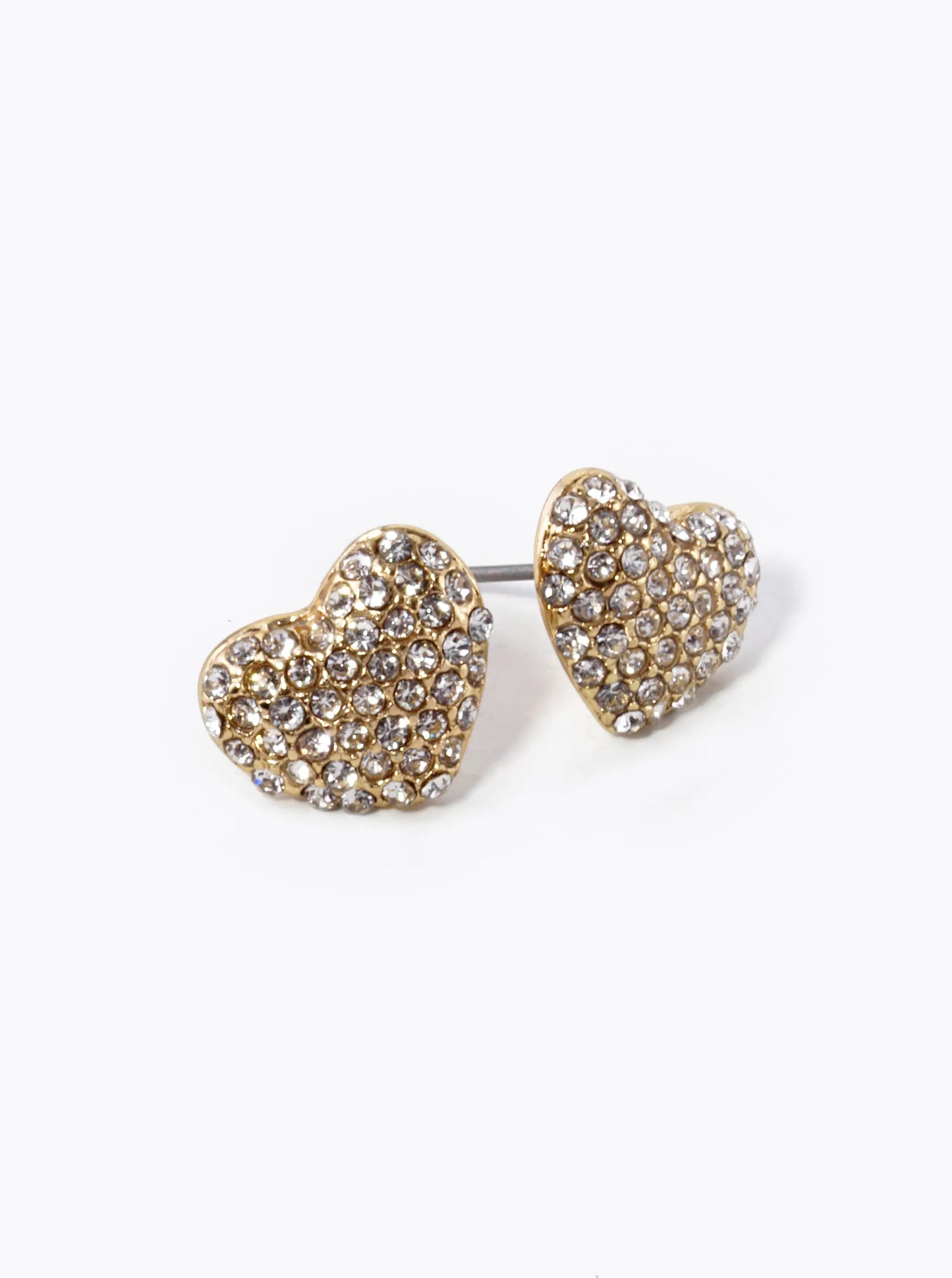 Crystal Pave 11mm Puffy Heart Stud Earrings