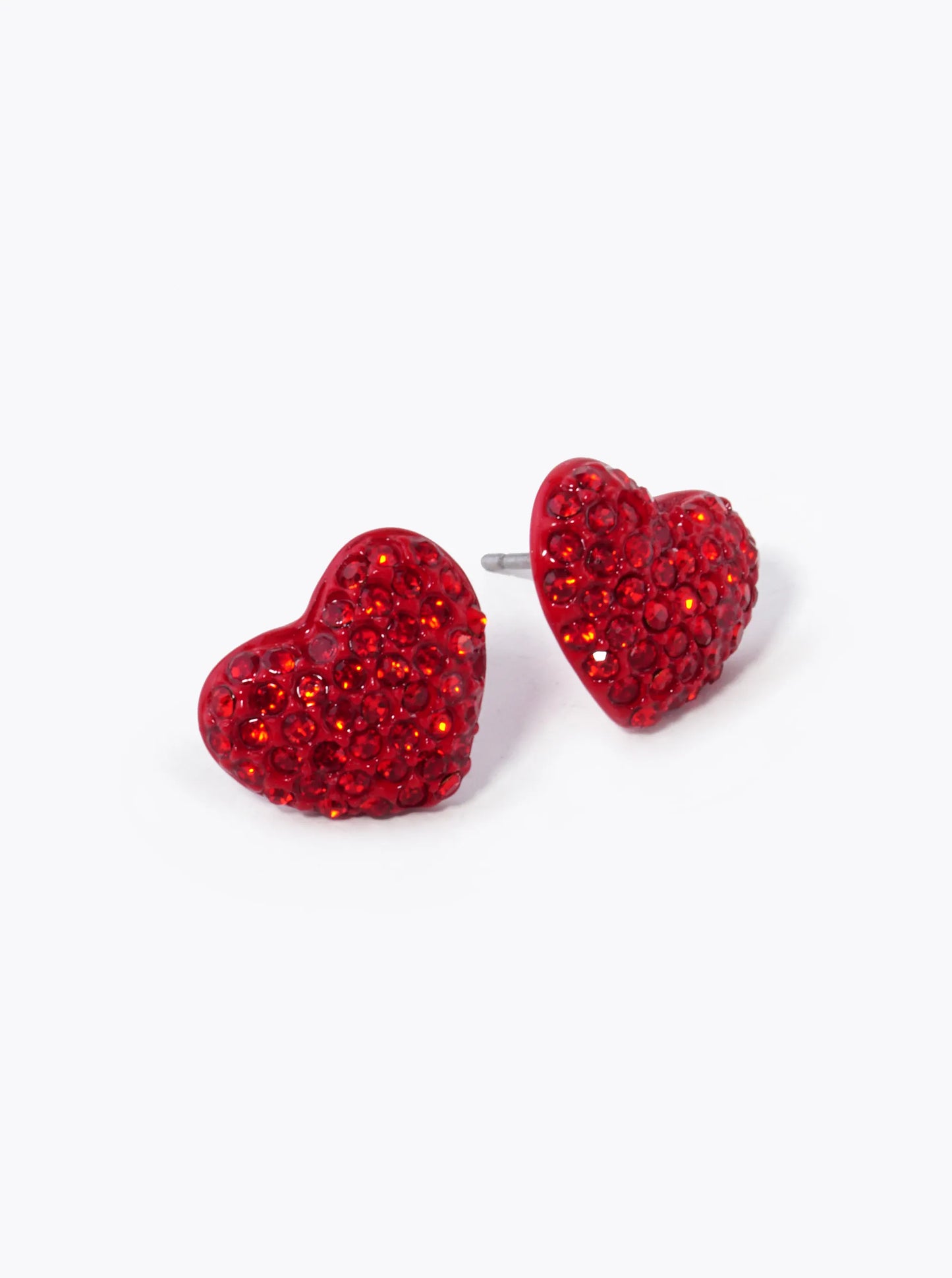 Crystal Pave 11mm Puffy Heart Stud Earrings