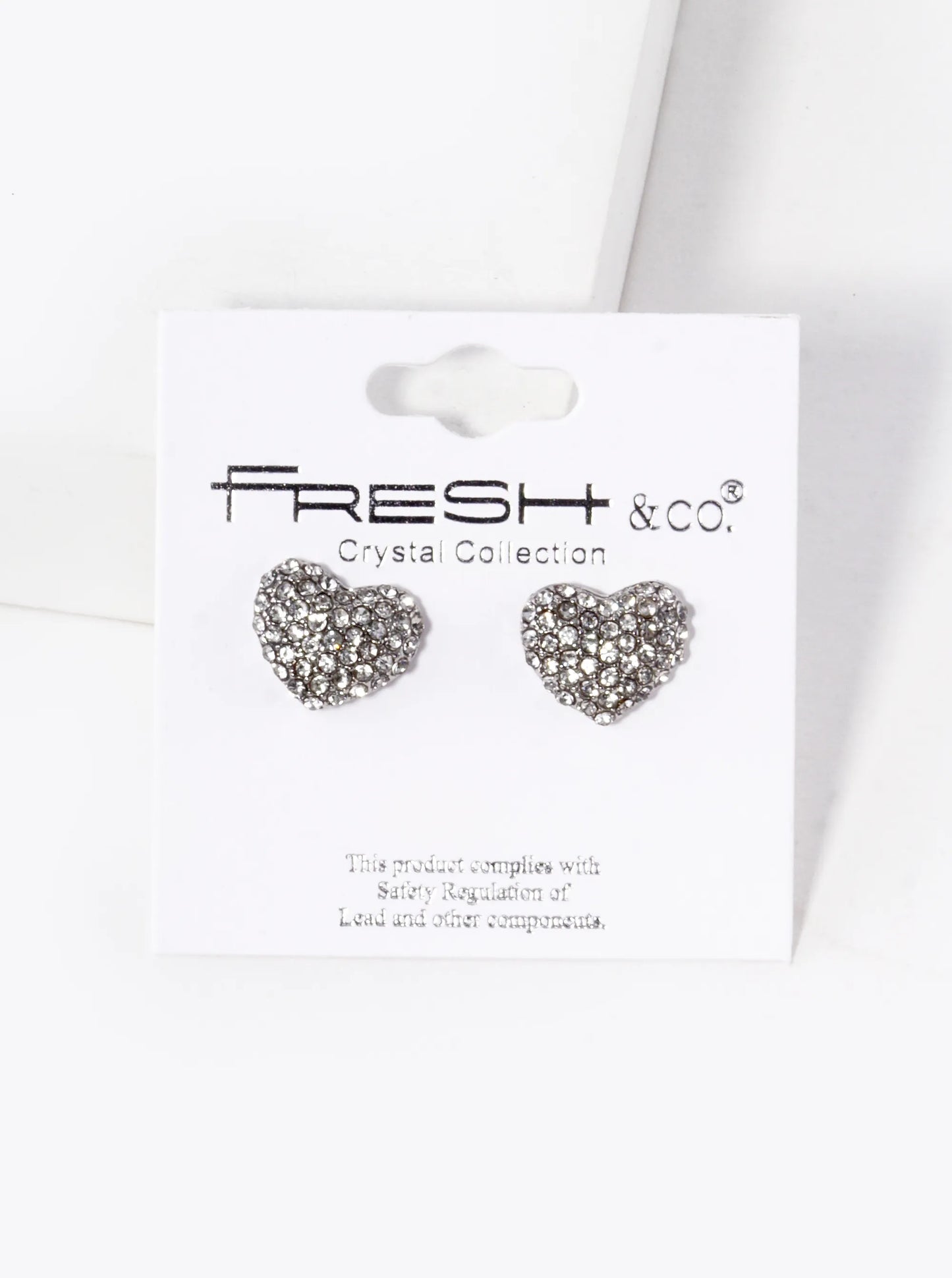Crystal Pave 11mm Puffy Heart Stud Earrings