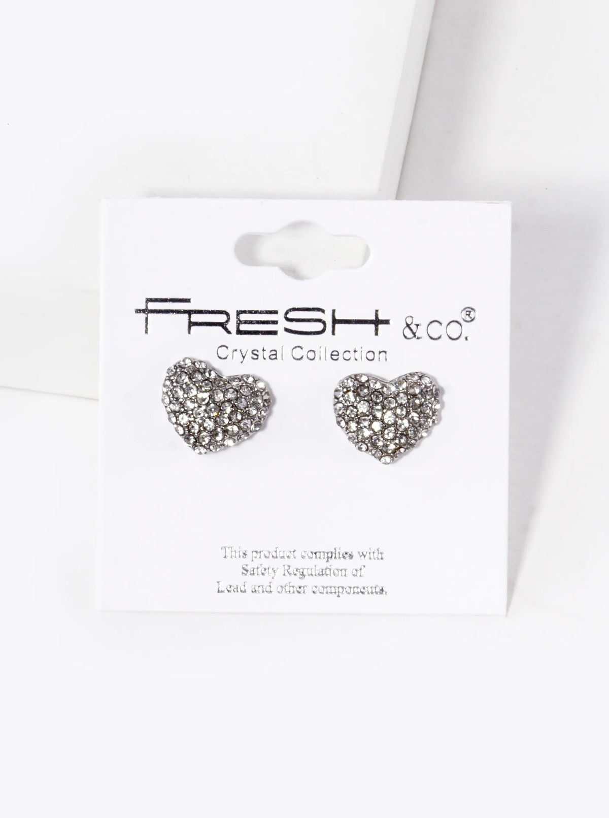 Crystal Pave 11mm Puffy Heart Stud Earrings