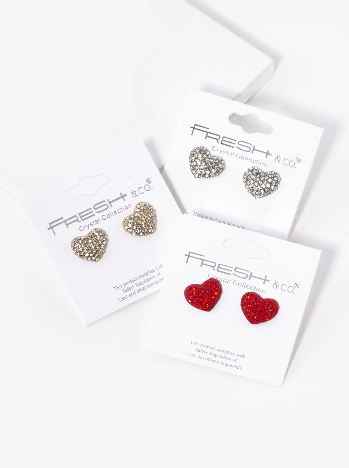 Crystal Pave 11mm Puffy Heart Stud Earrings