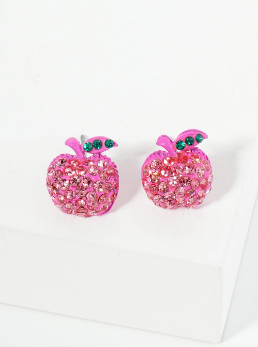 Crystal Pave 12mm Apple Stud Earrings