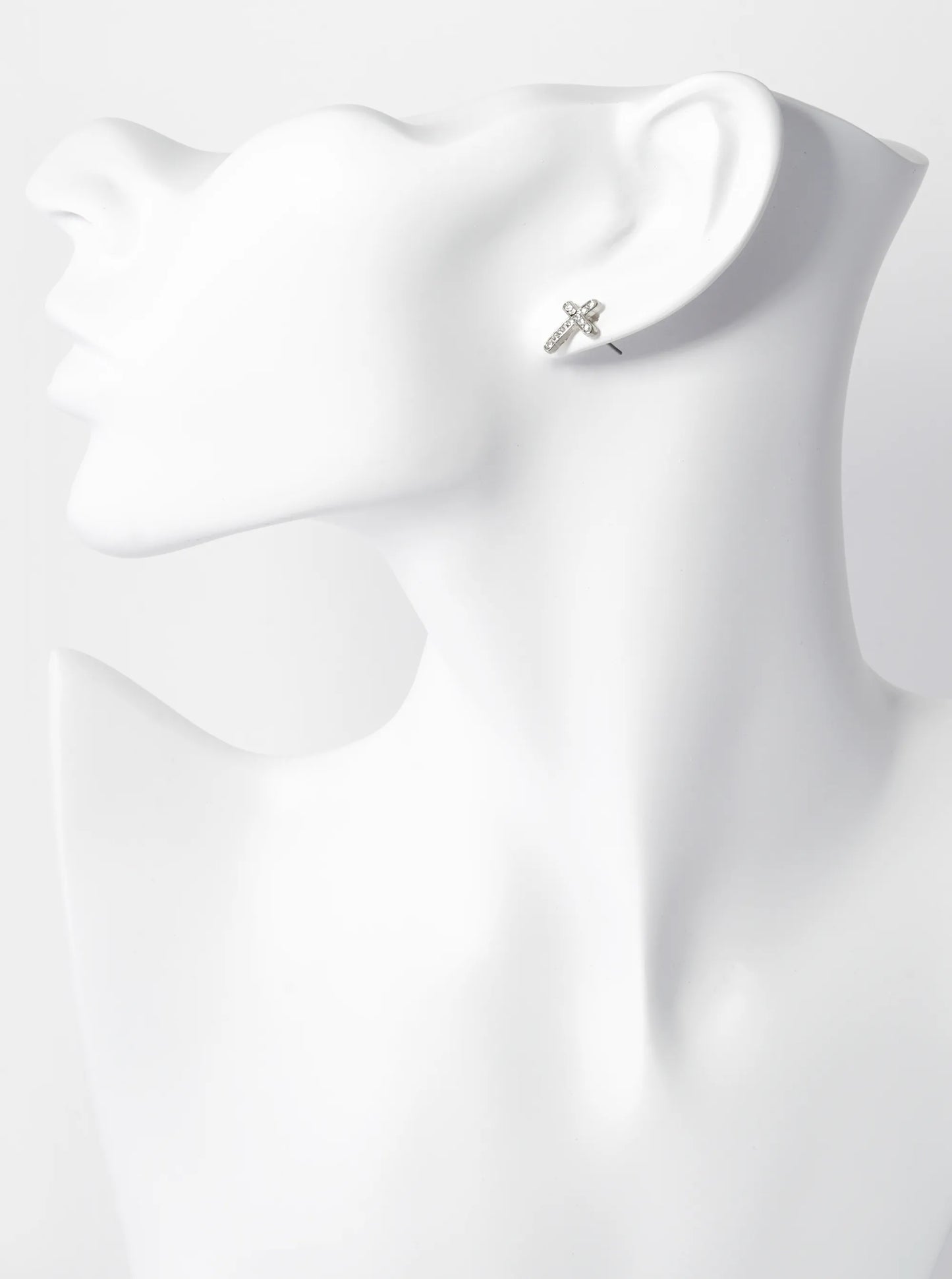 Crystal Pave 12mm Cross Stud Earrings