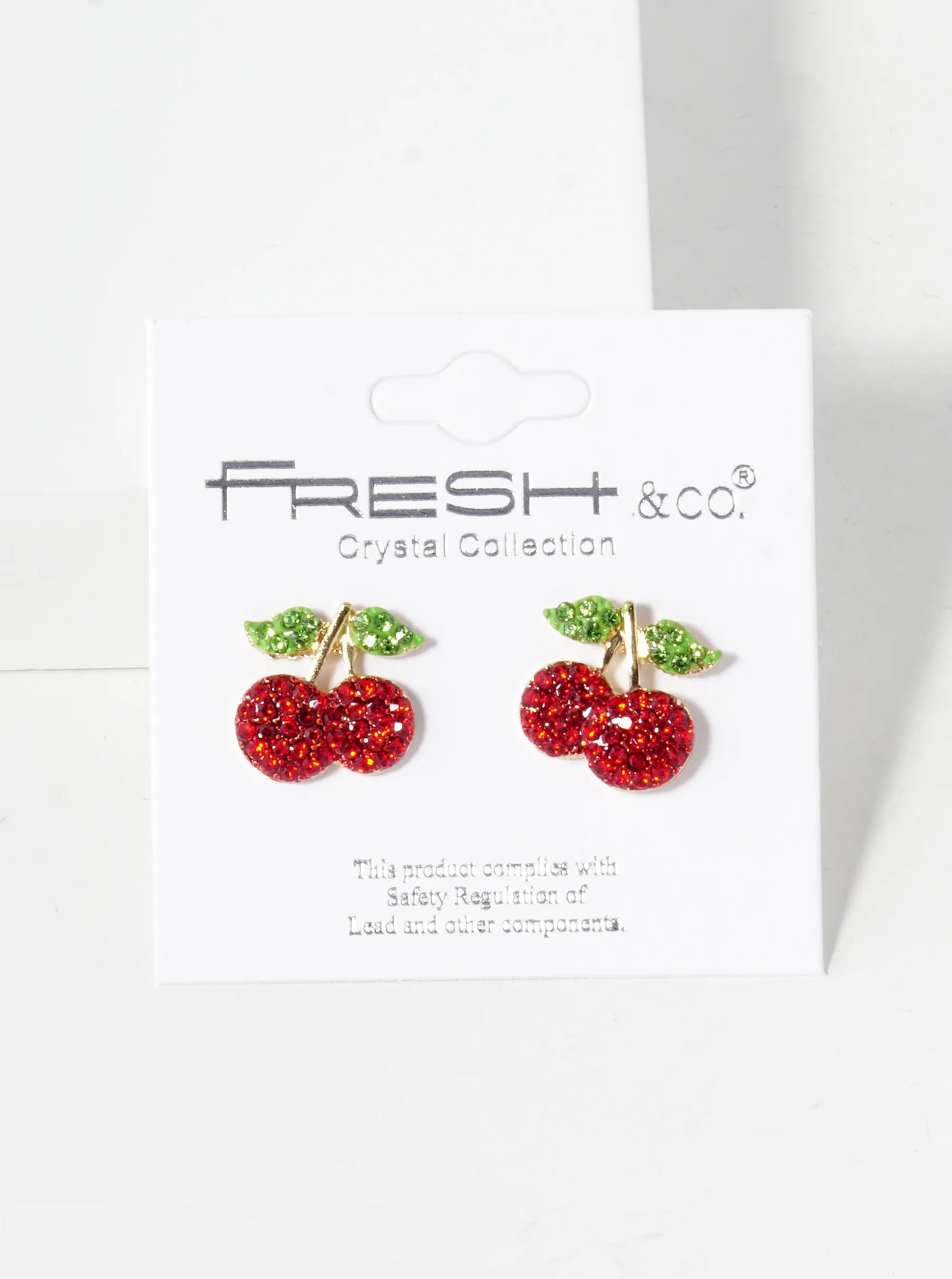 Crystal Pave 12mm Dainty Cherry Stud Earrings