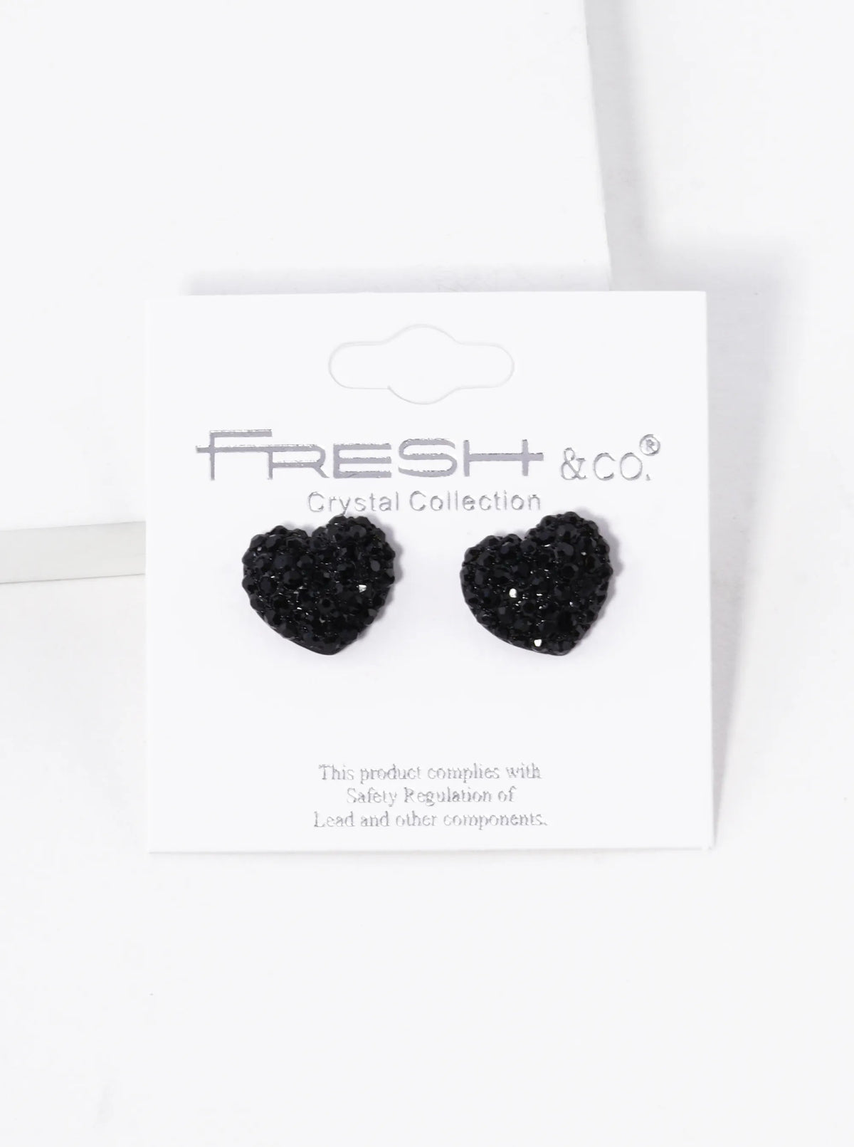 Crystal Pave 12mm Dainty Heart Stud Earrings - Jet Black
