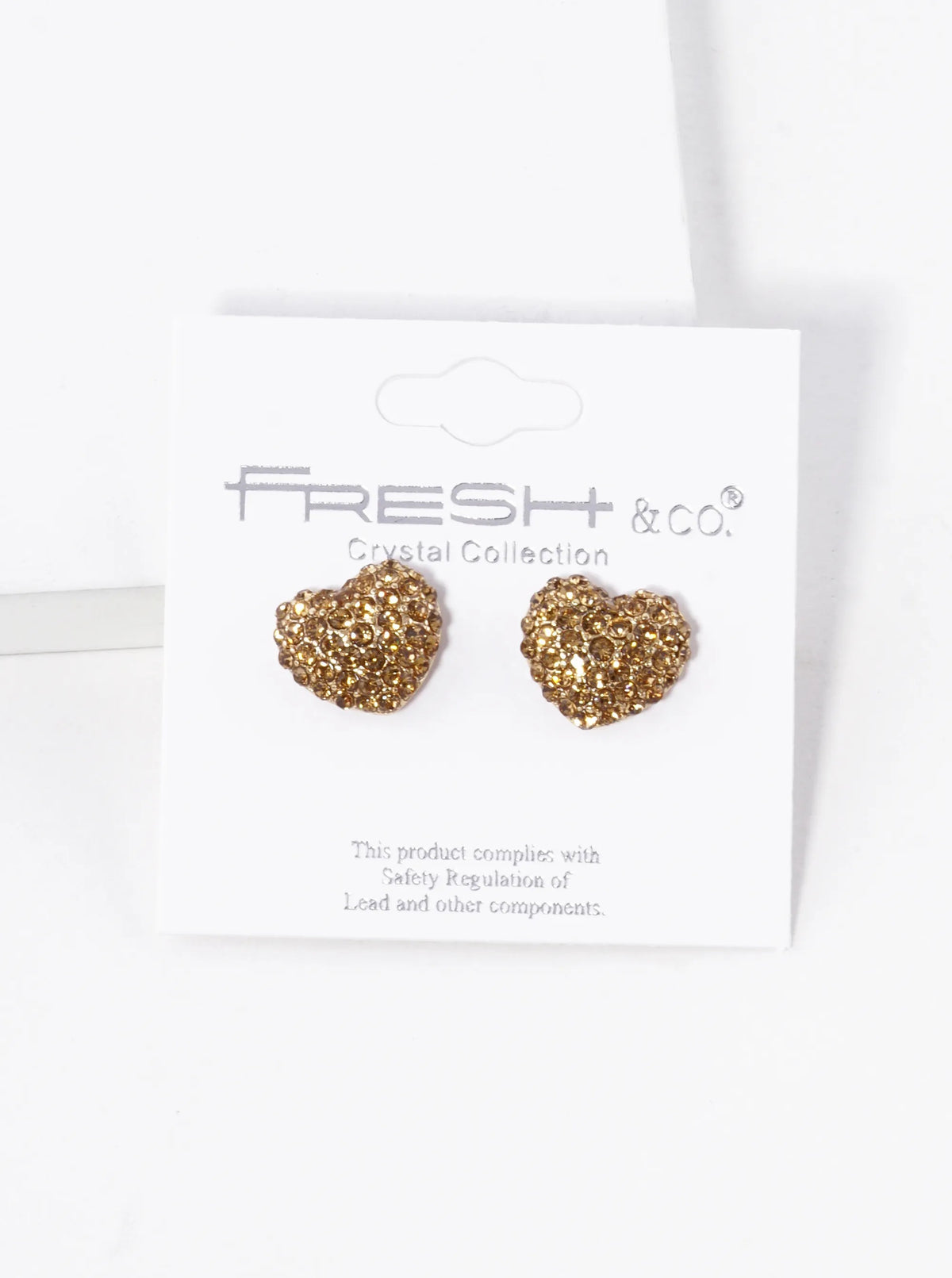 Crystal Pave 12mm Dainty Heart Stud Earrings - Gold