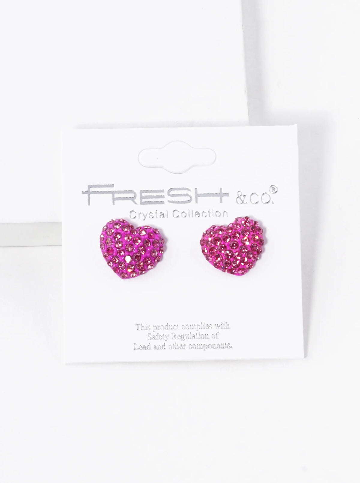 Crystal Pave 12mm Dainty Heart Stud Earrings - Rose Pink