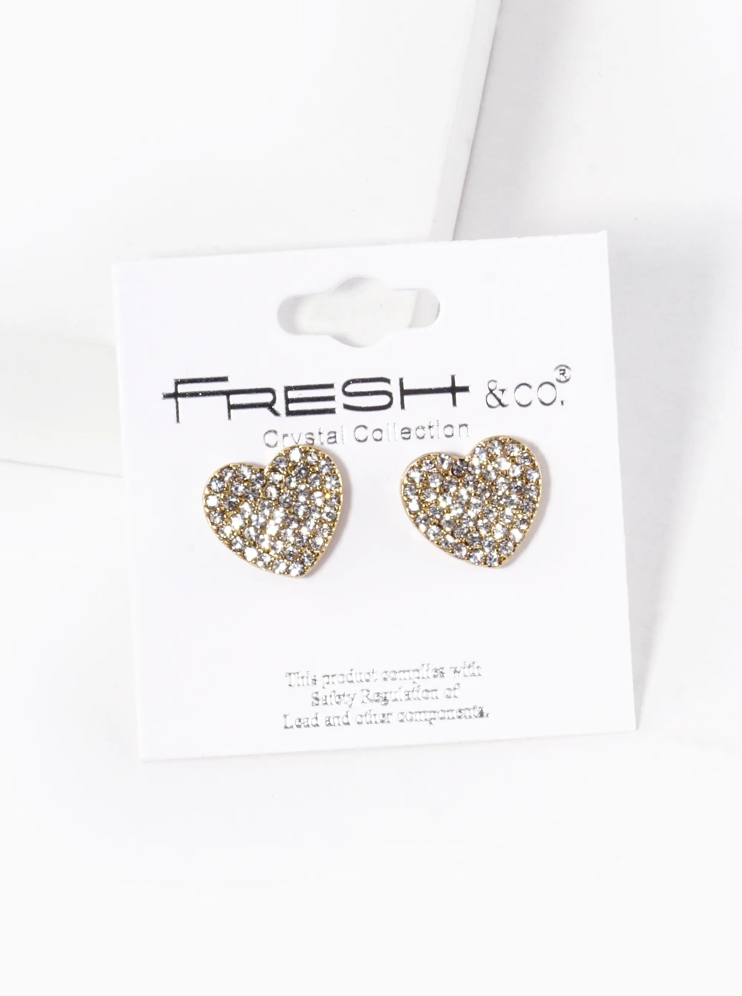 Crystal Pave 12mm Heart Stud Earrings