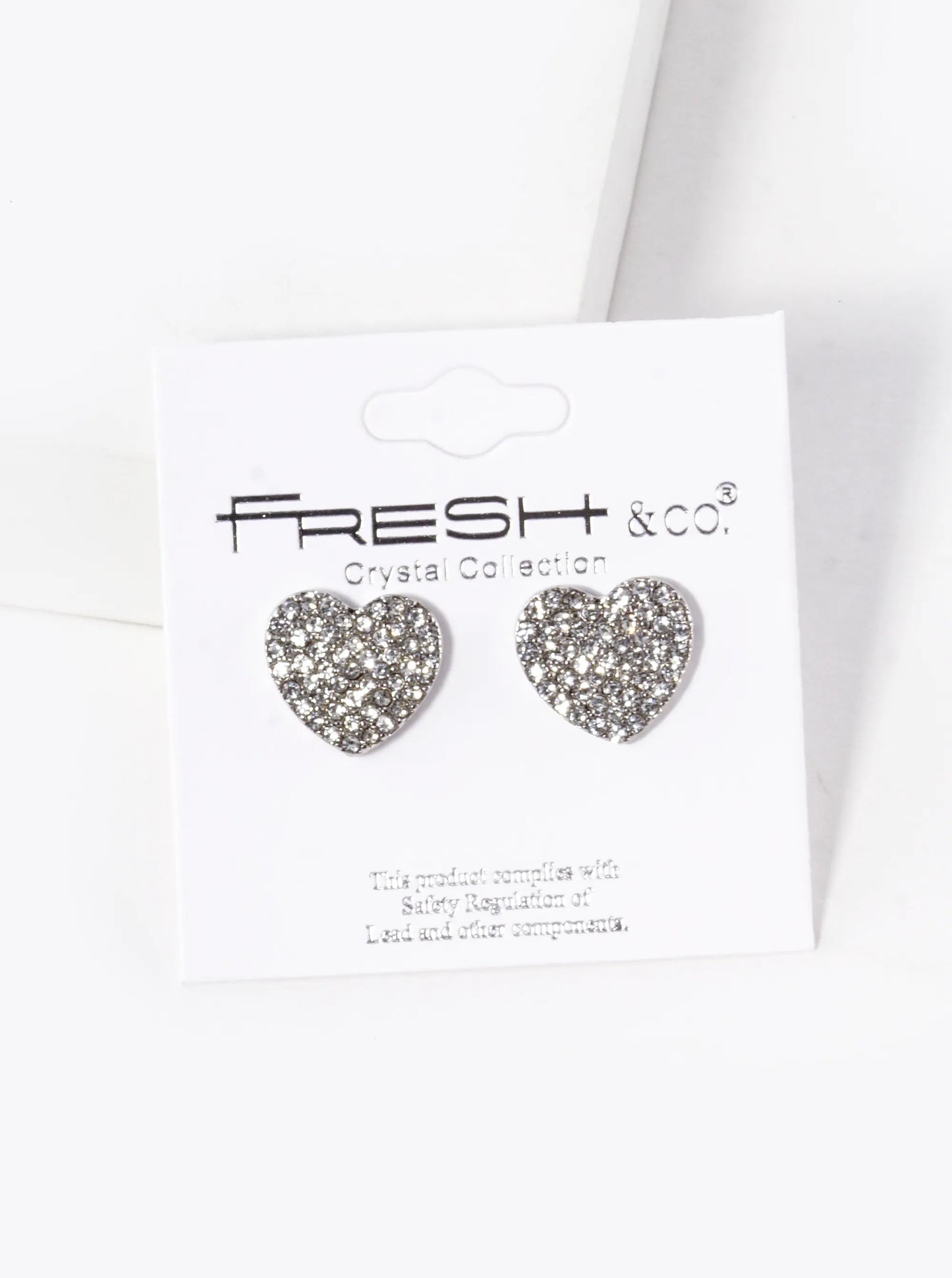 Crystal Pave 12mm Heart Stud Earrings