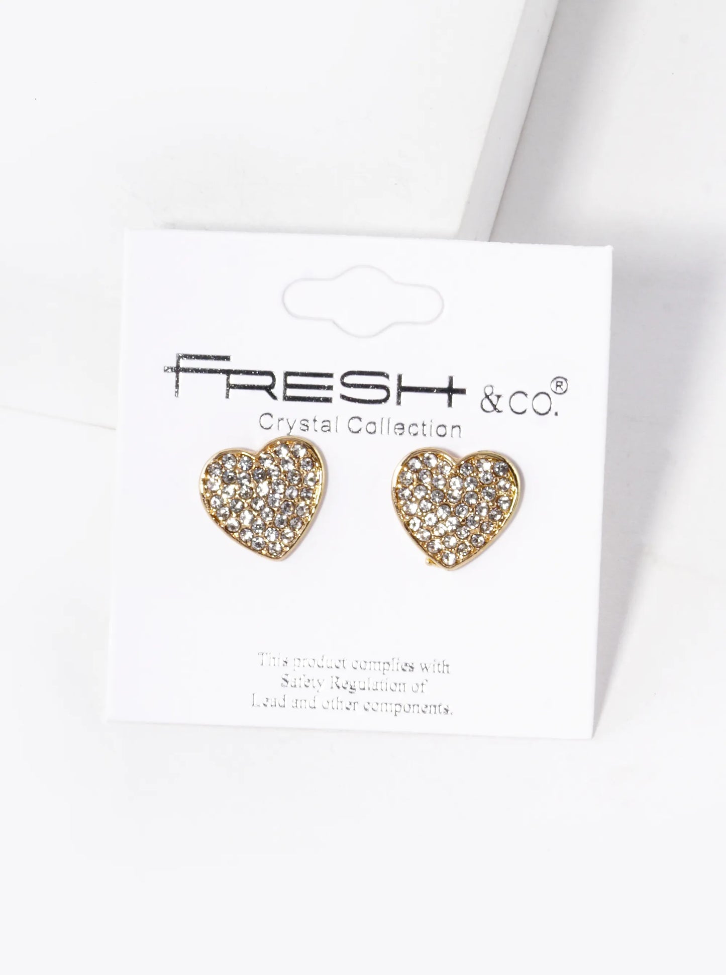 Crystal Pave 12mm Heart Stud Earrings