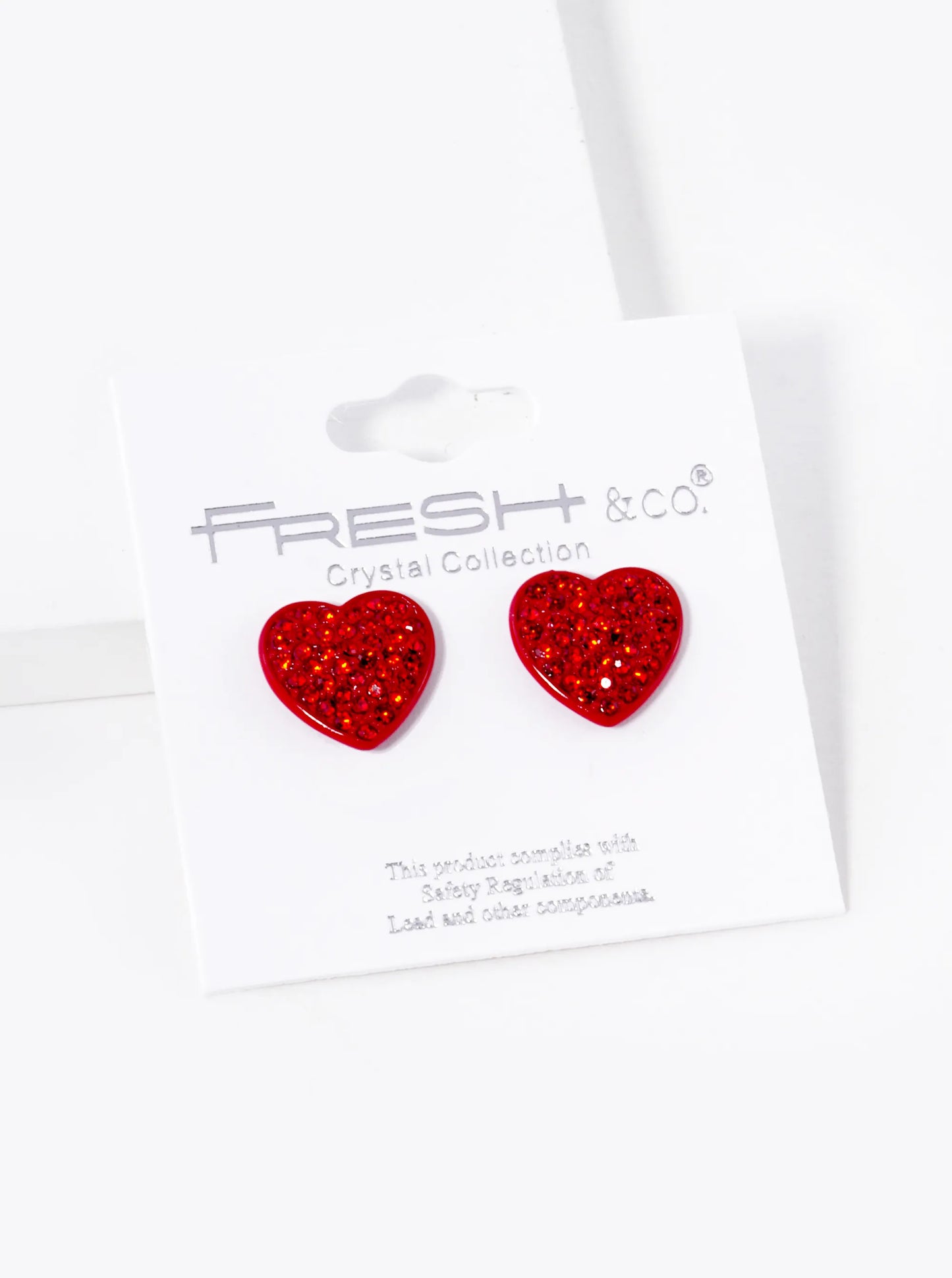 Crystal Pave 12mm Heart Stud Earrings