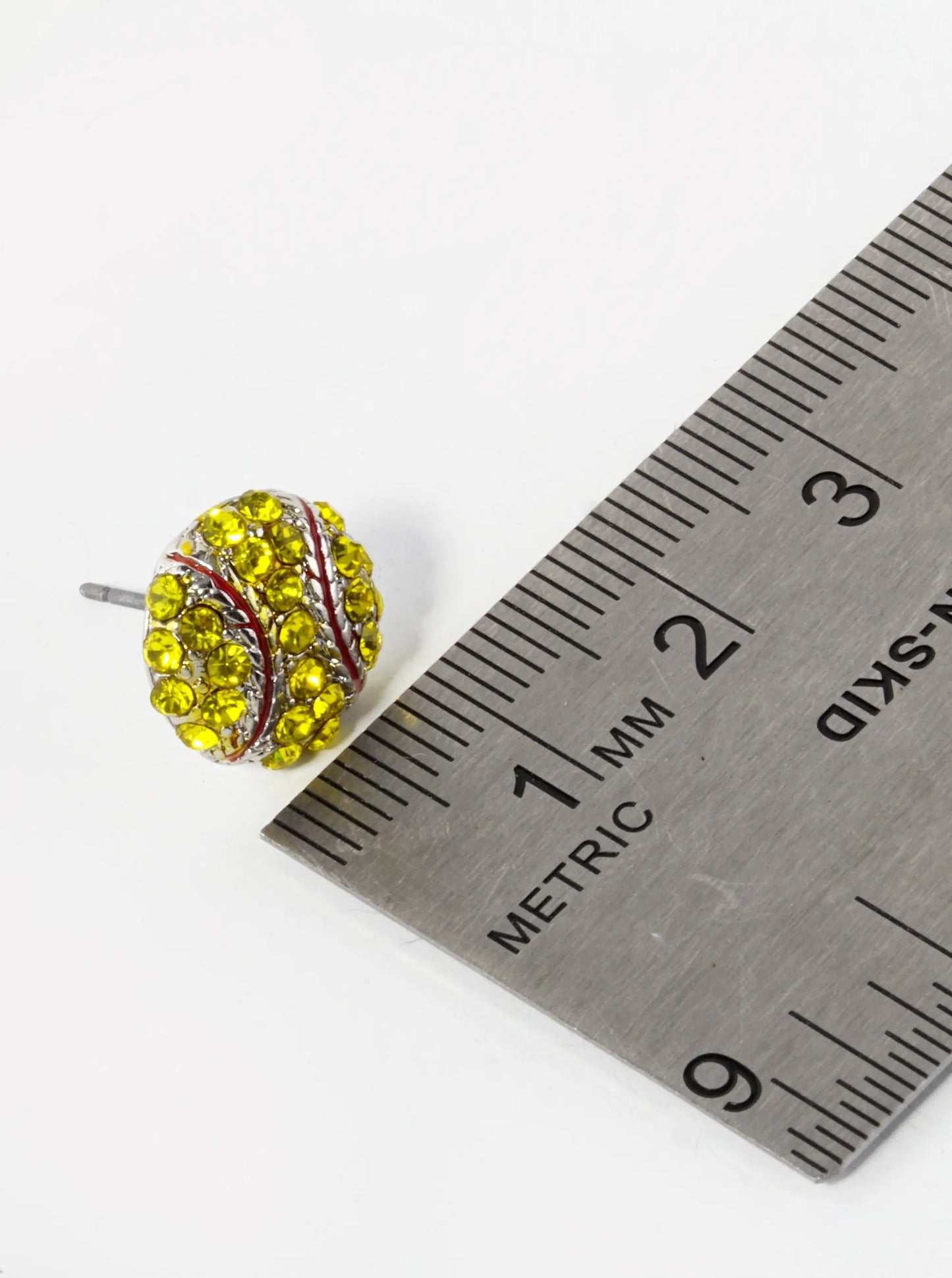 Crystal Pave 12mm Softball Button Stud Earrings