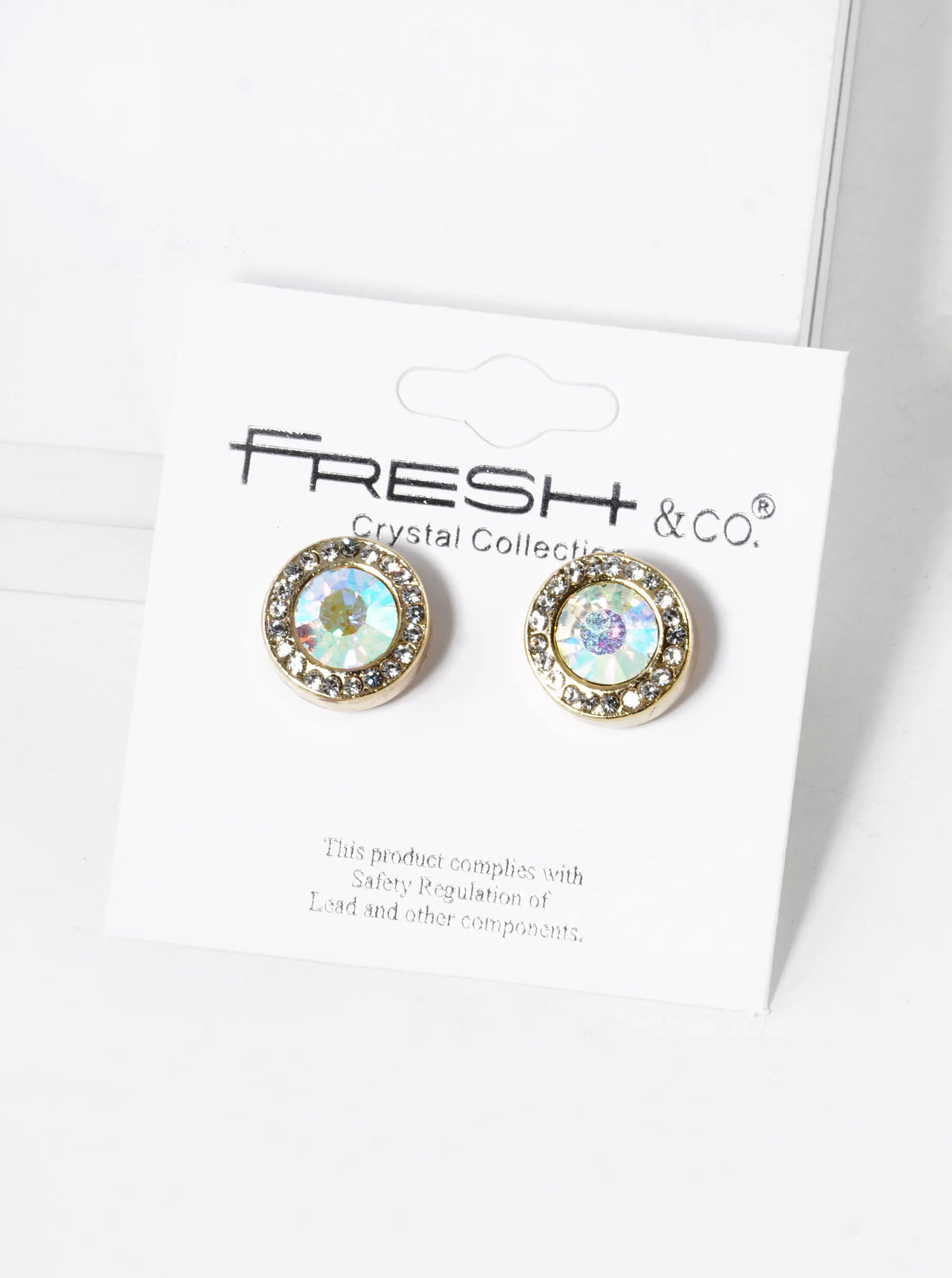 Crystal-Pave 12mm Stone Button Stud Earrings