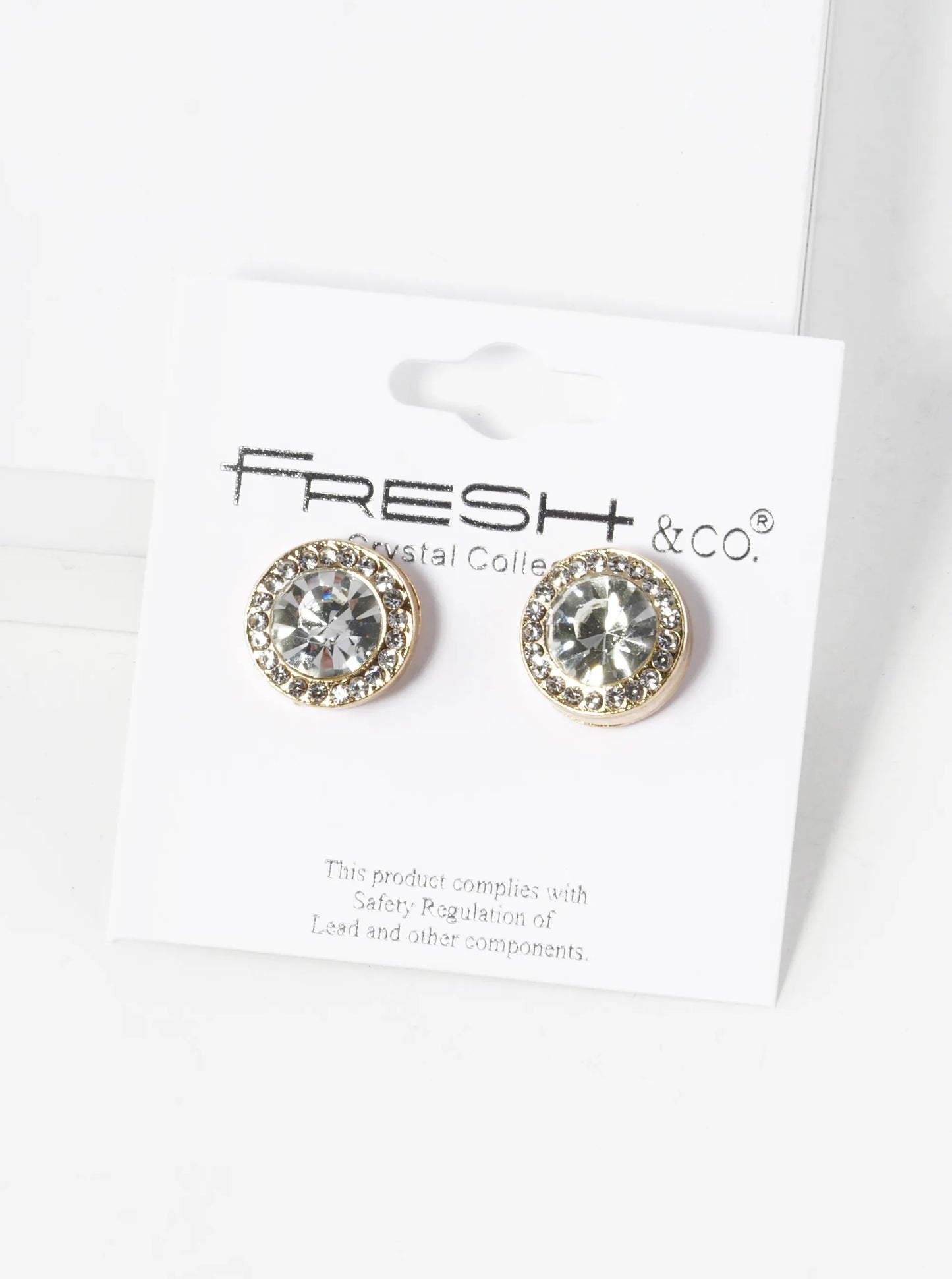Crystal-Pave 12mm Stone Button Stud Earrings