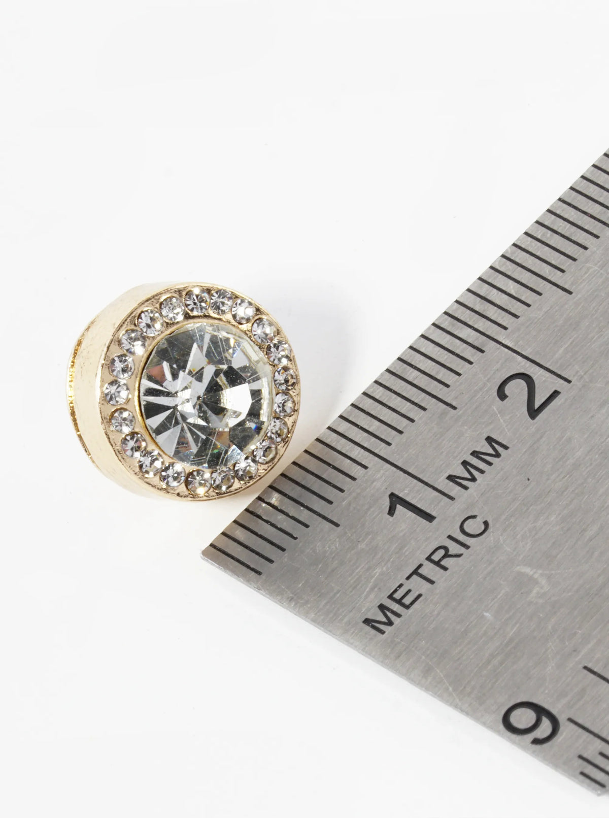Crystal-Pave 12mm Stone Button Stud Earrings
