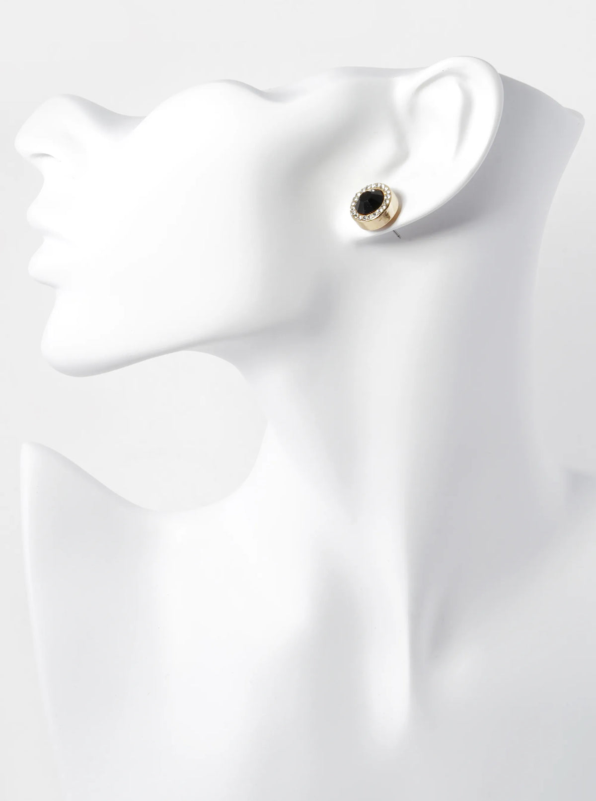 Crystal-Pave 12mm Stone Button Stud Earrings