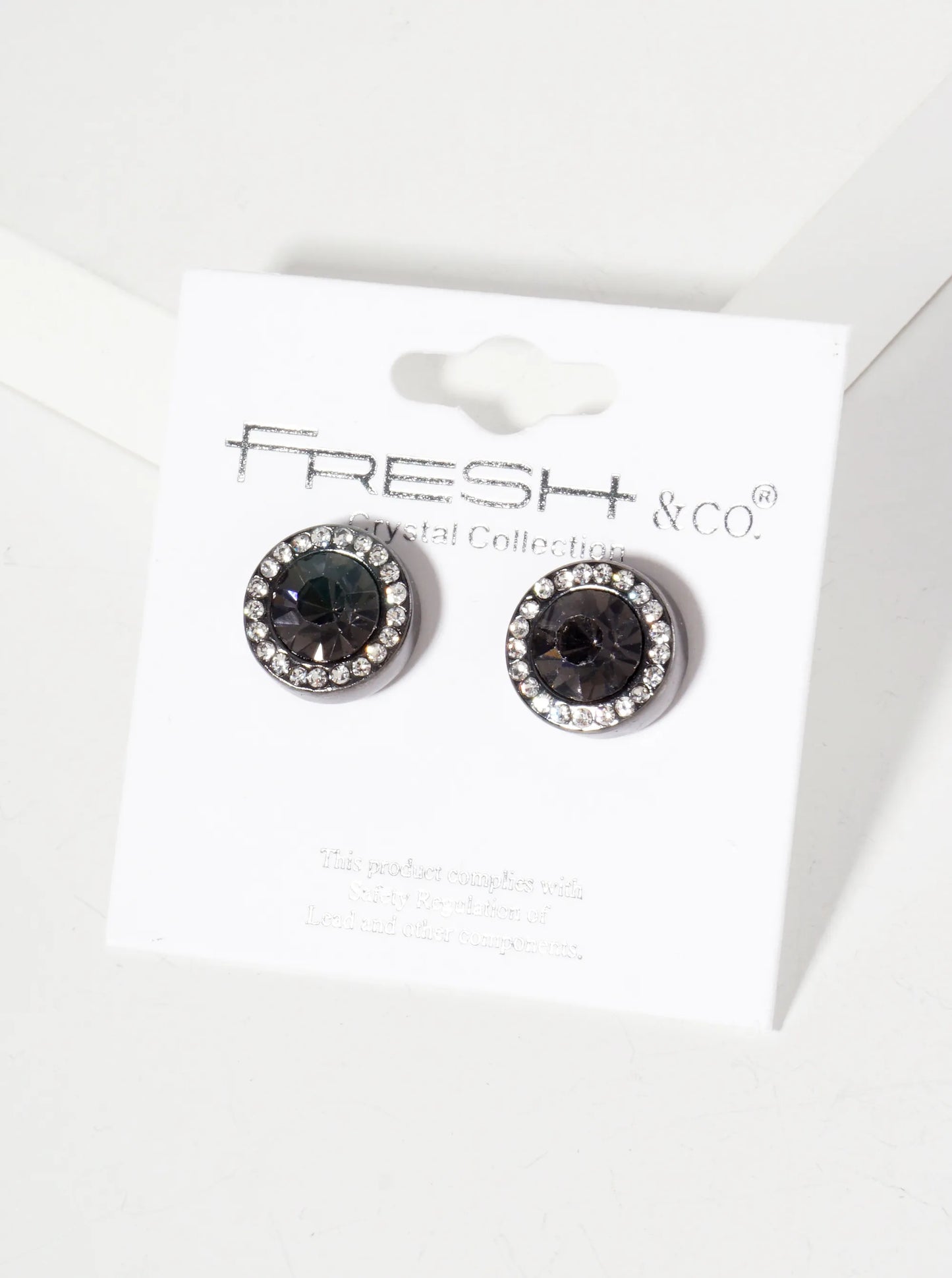 Crystal-Pave 12mm Stone Button Stud Earrings