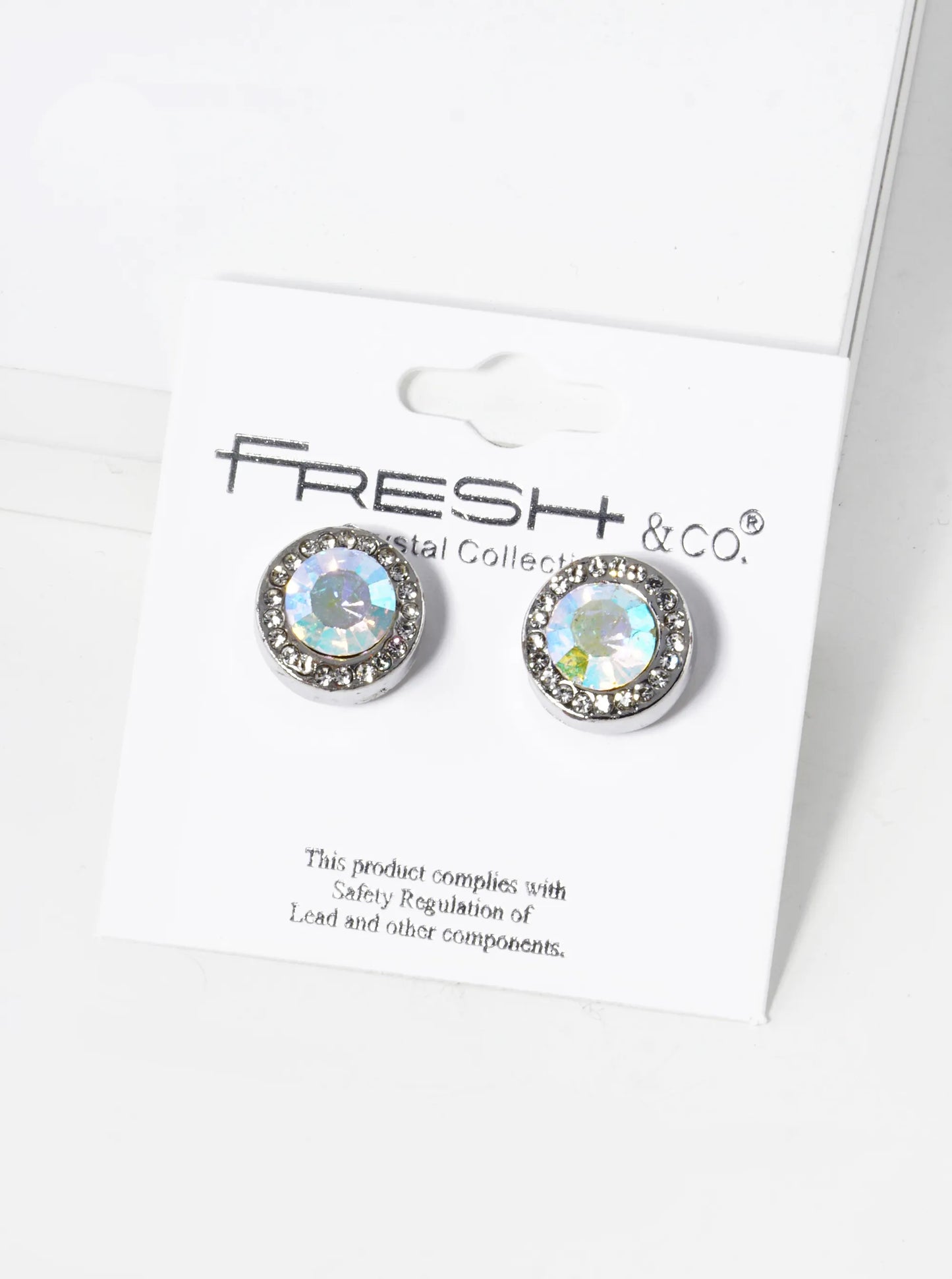 Crystal-Pave 12mm Stone Button Stud Earrings