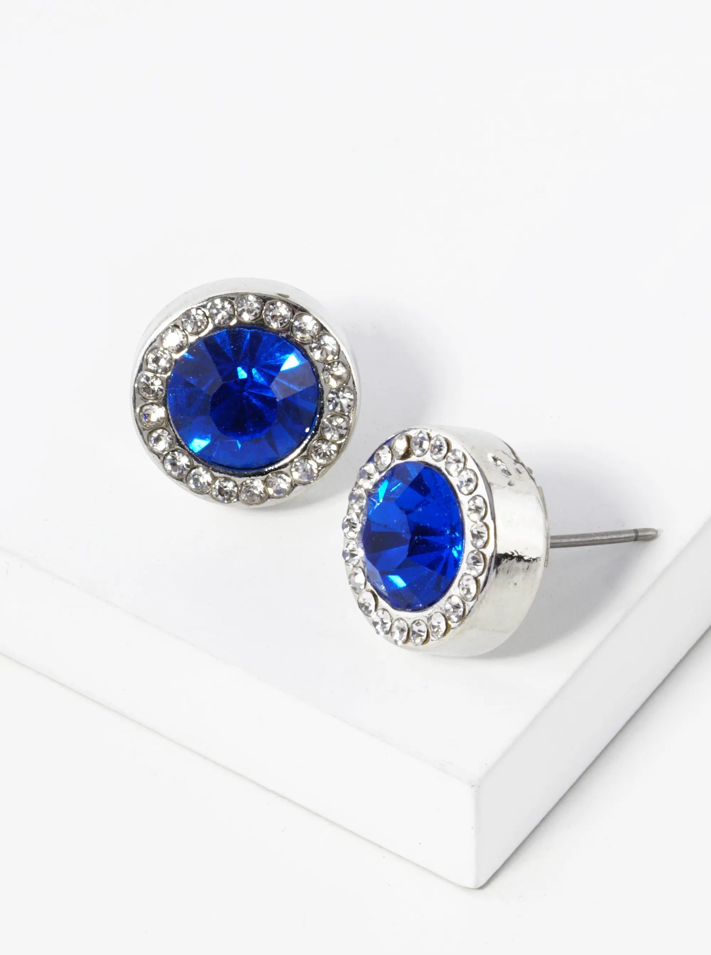 Crystal-Pave 12mm Stone Button Stud Earrings
