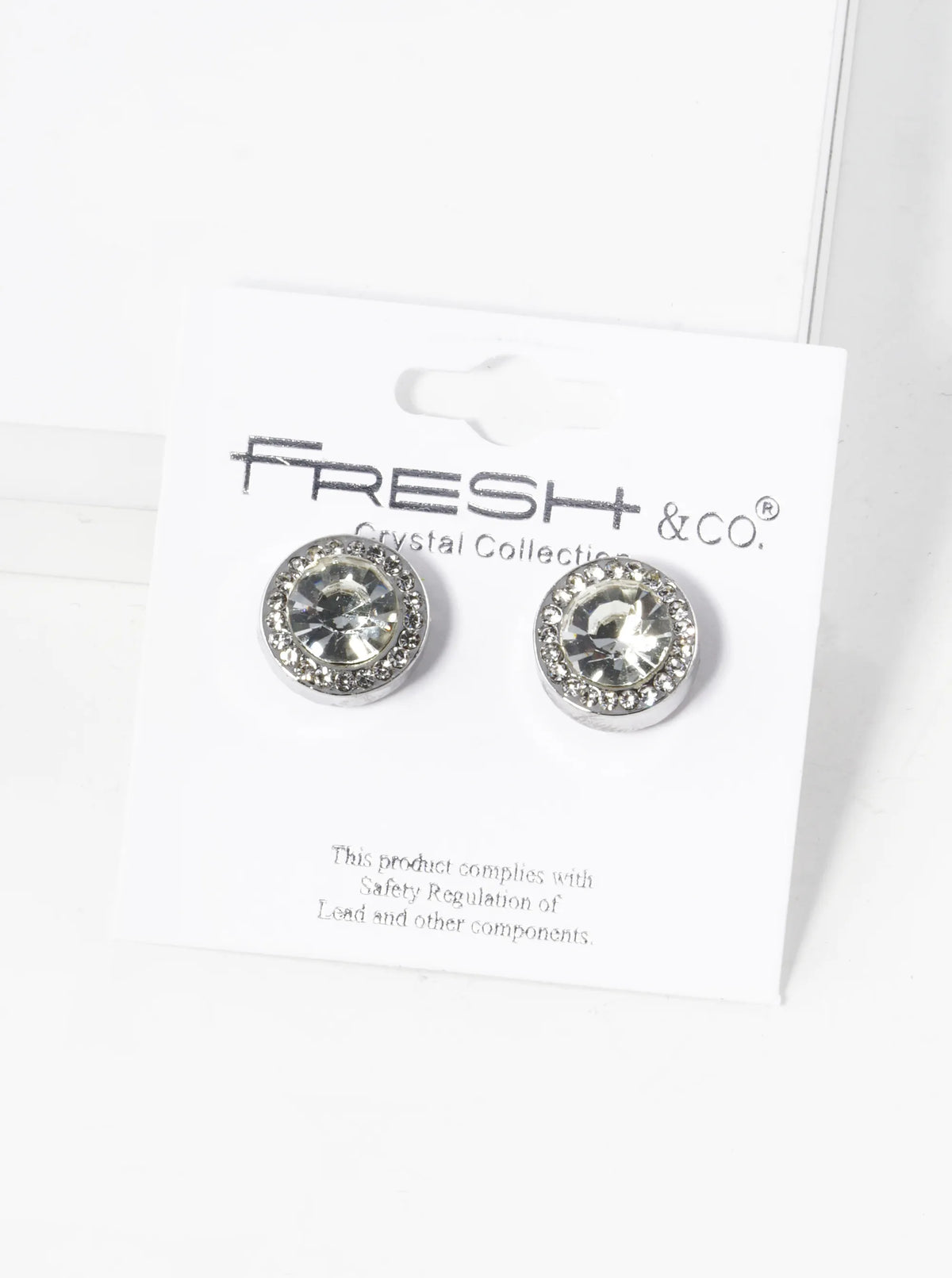 Crystal-Pave 12mm Stone Button Stud Earrings