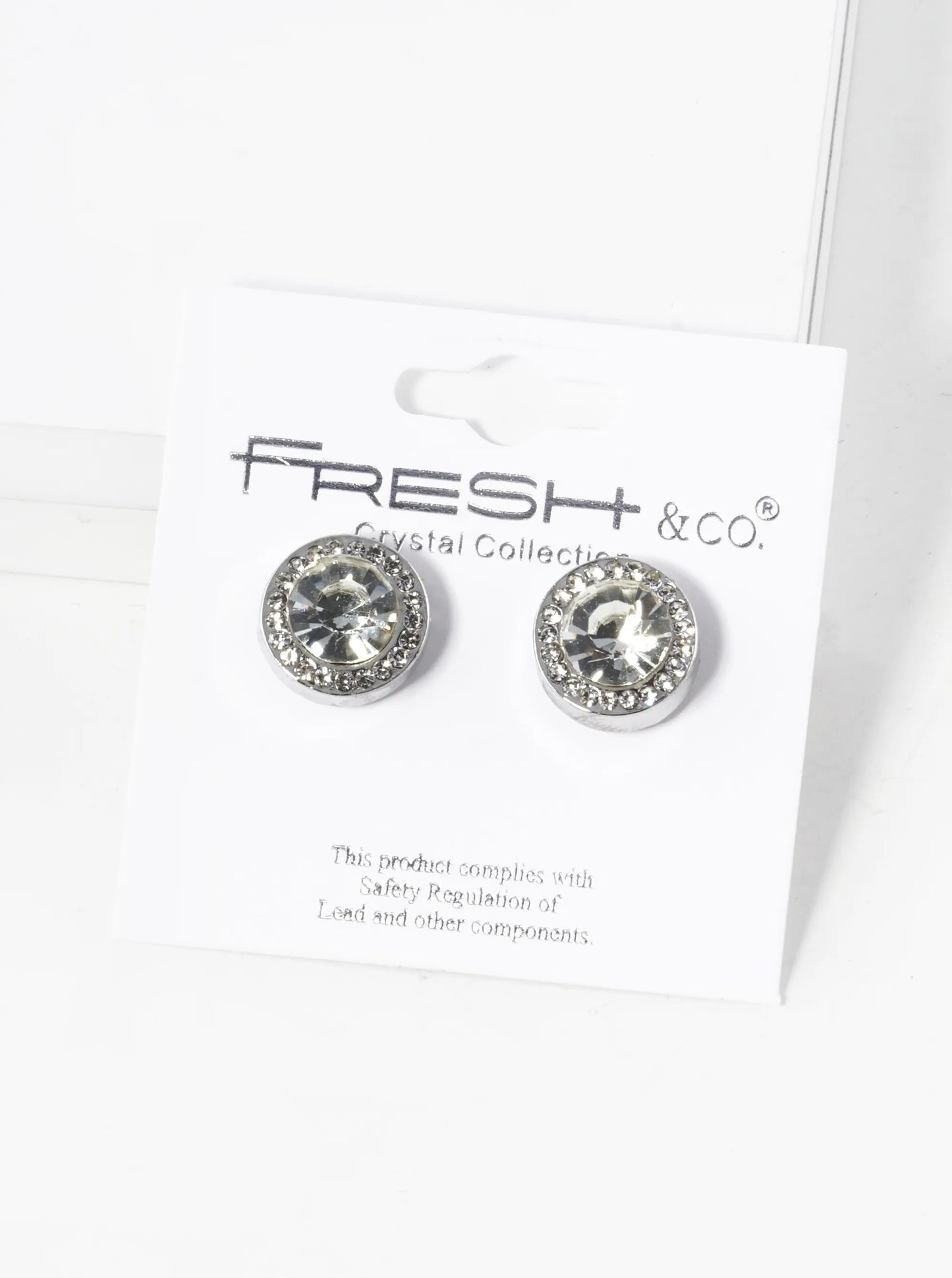 Crystal-Pave 12mm Stone Button Stud Earrings