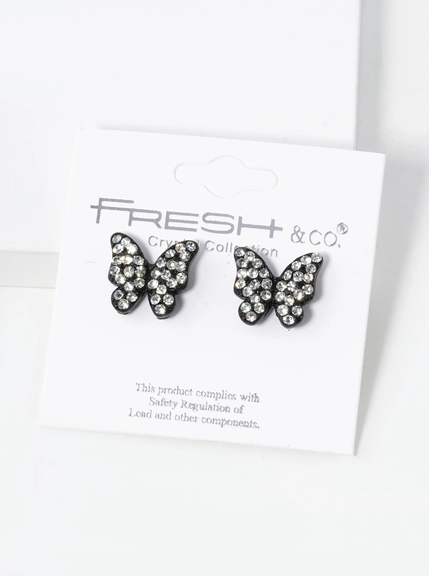 Crystal Pave 13mm Butterfly Post Stud Earrings