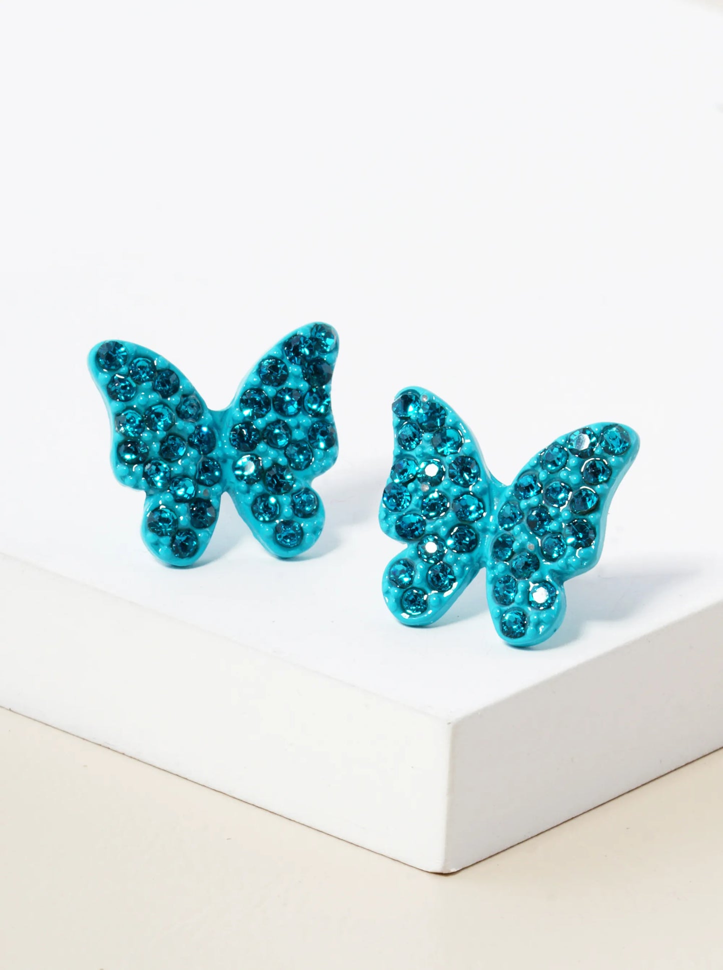 Crystal Pave 13mm Butterfly Post Stud Earrings
