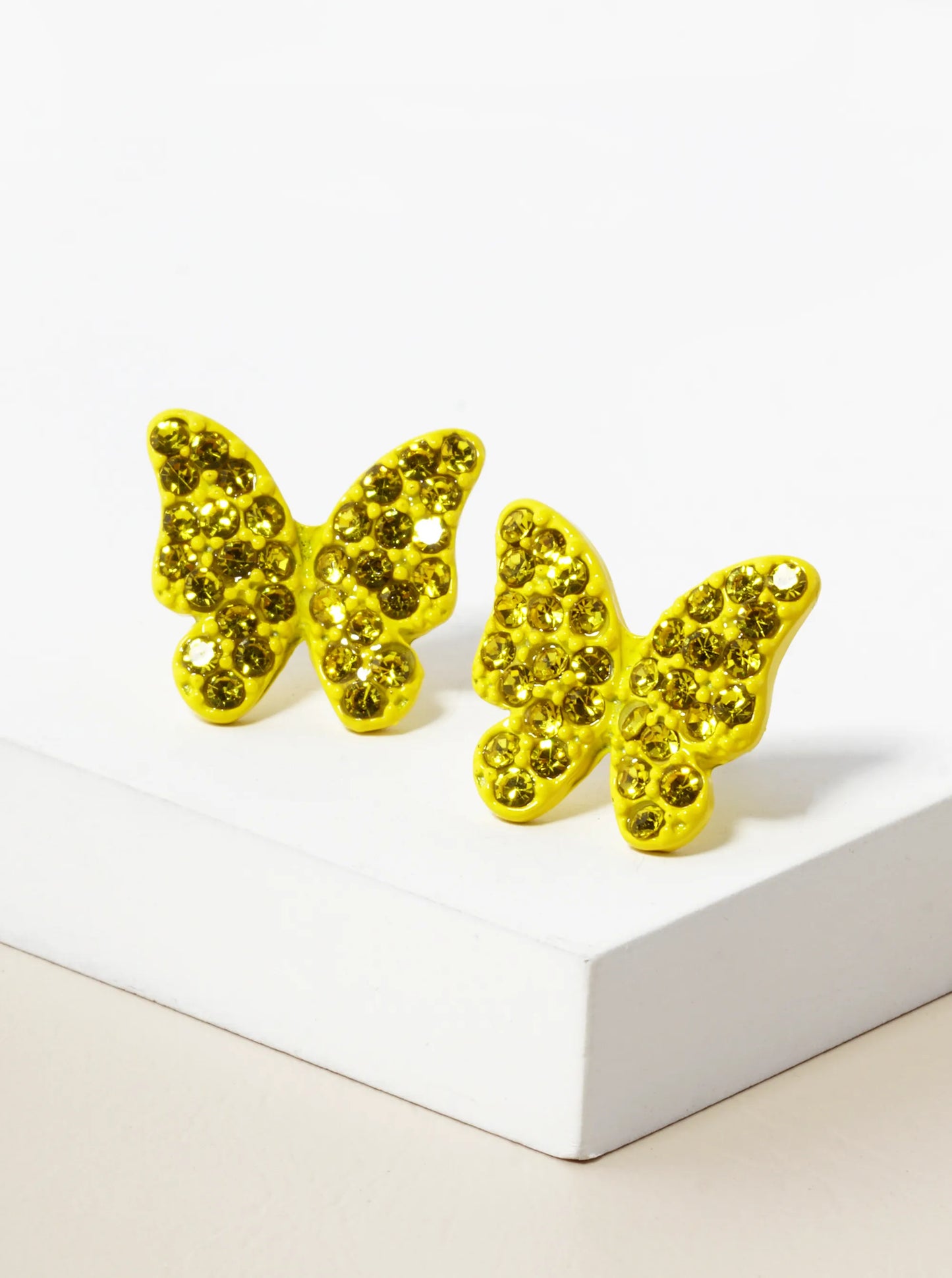 Crystal Pave 13mm Butterfly Post Stud Earrings