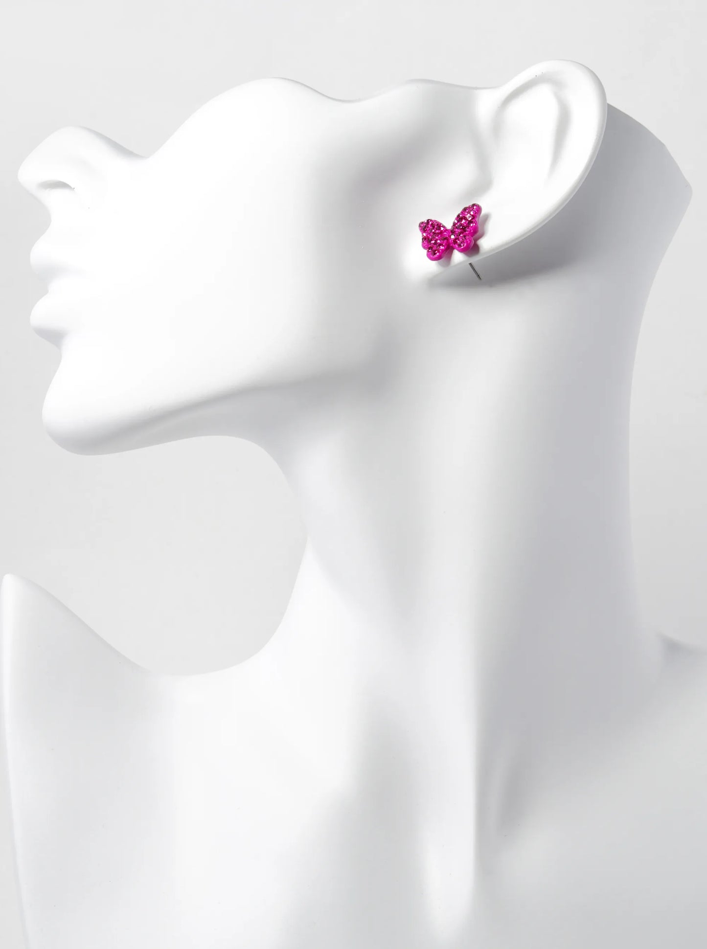 Crystal Pave 13mm Butterfly Post Stud Earrings